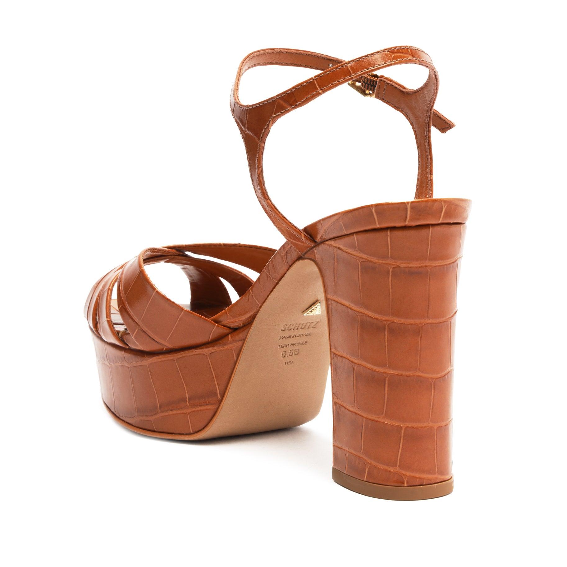 Keefa Crocodile-Embossed Leather Sandal Product Image