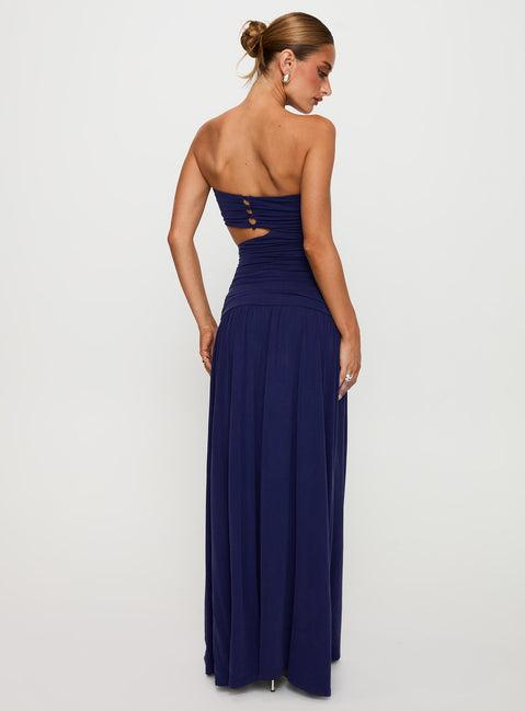 Grandeur Strapless Maxi Dress Navy Product Image