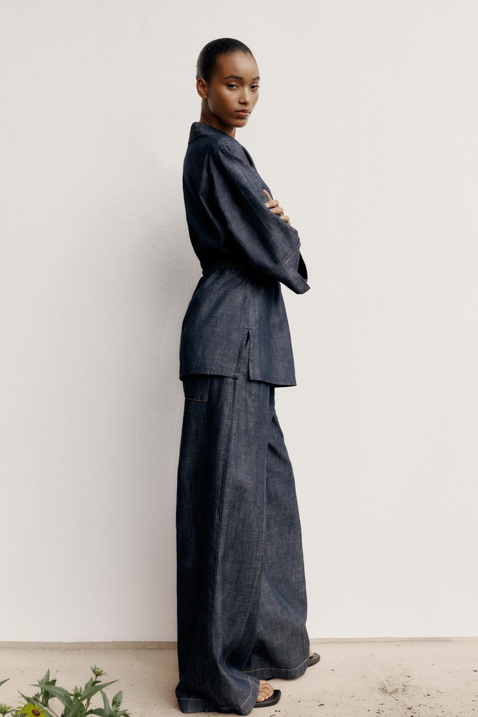 WIDE LEG LINEN PANTS Product Image