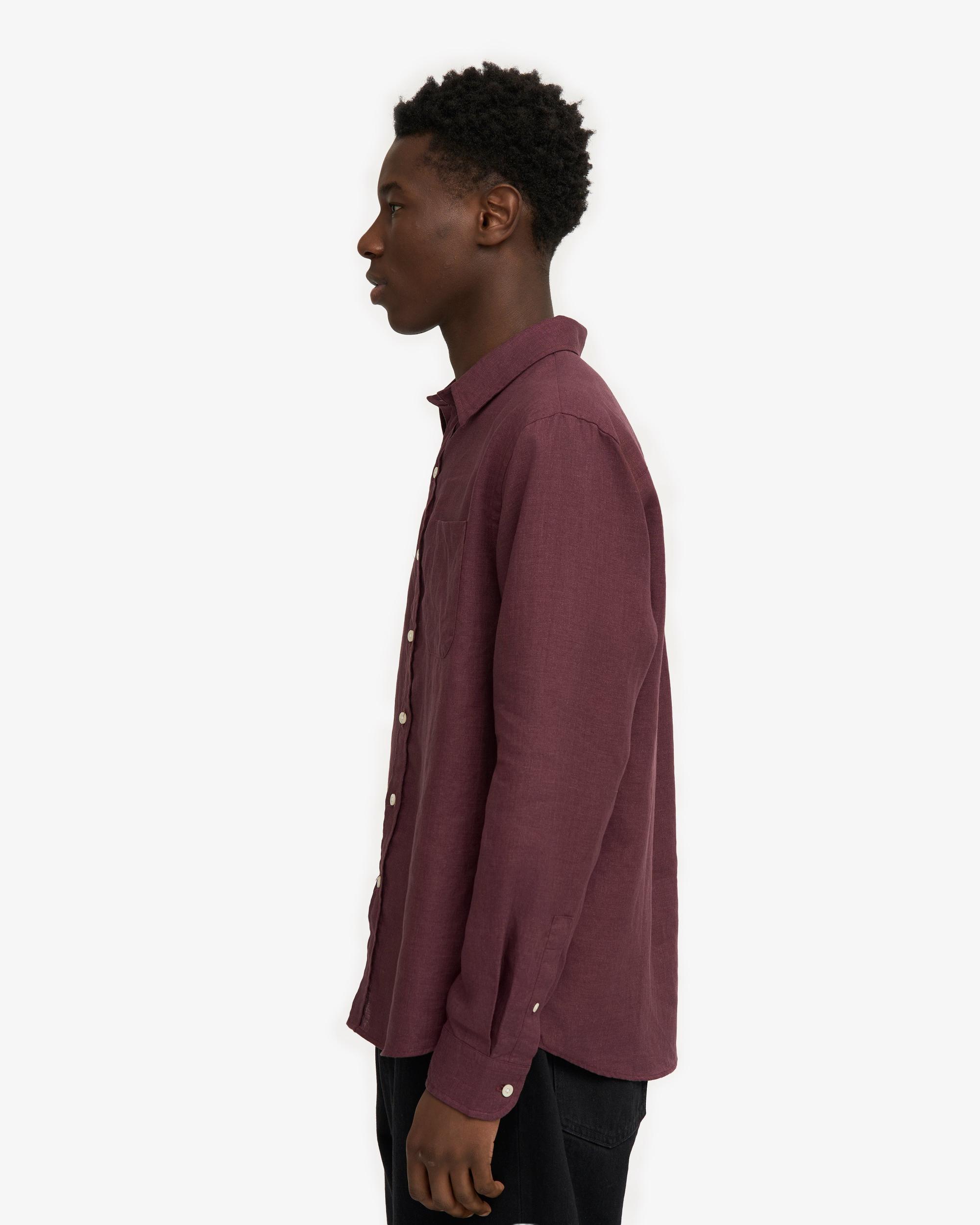 Linen Shirt - Oxblood Red Product Image