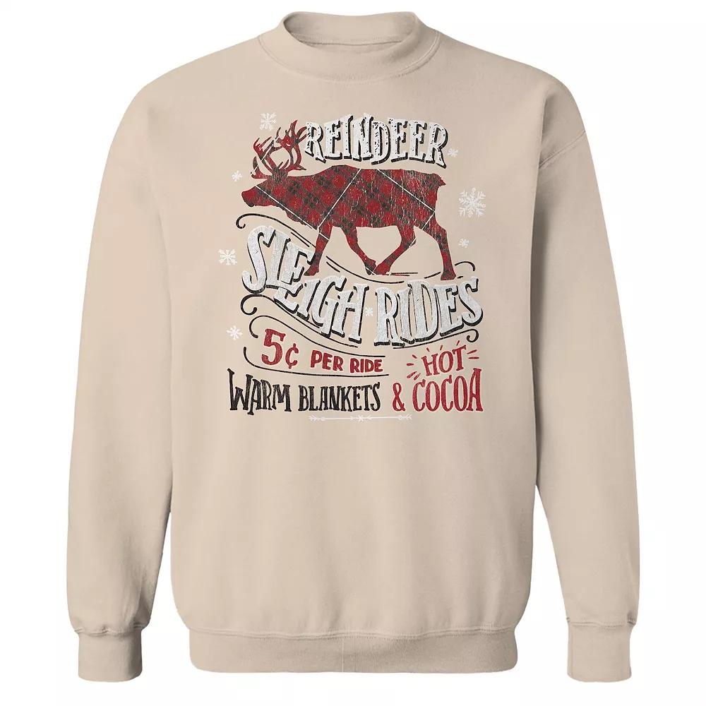Men's Reindeer Sleigh Graphic Sweatshirt, Adult Unisex,  Product Image