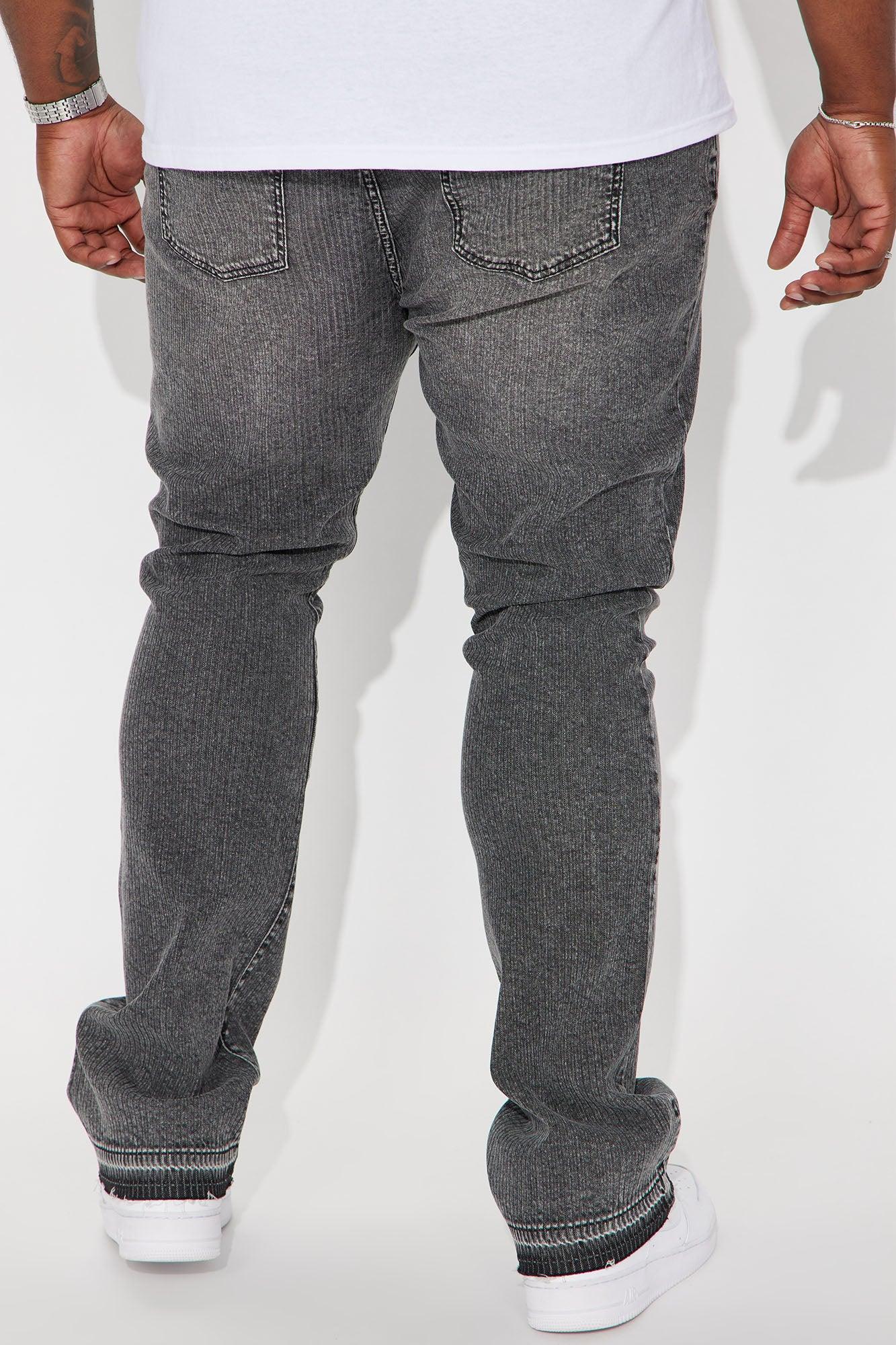 Line Em Up Stacked Skinny Flare Jeans - Grey Product Image