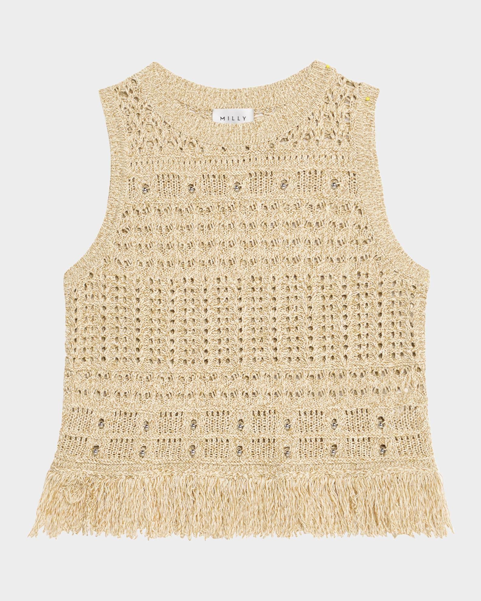 Beaded Open-Knit Fringe Top Product Image