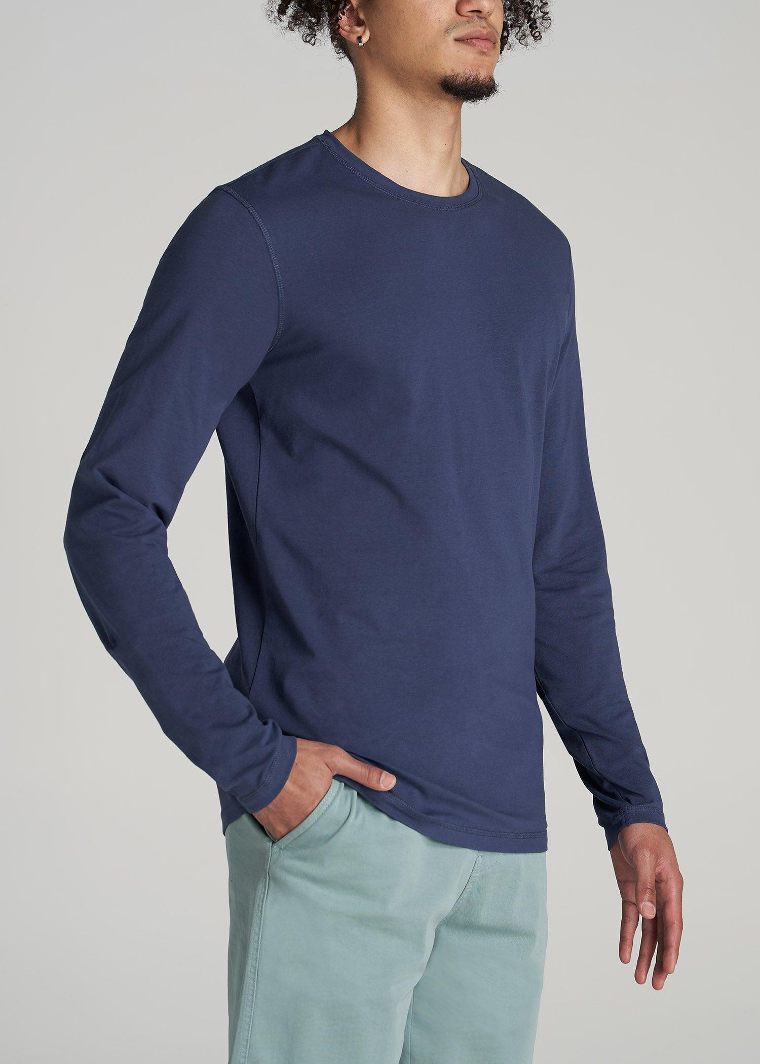 The Essential SLIM-FIT Long Sleeve Tee for Tall Men in Navy Male Product Image