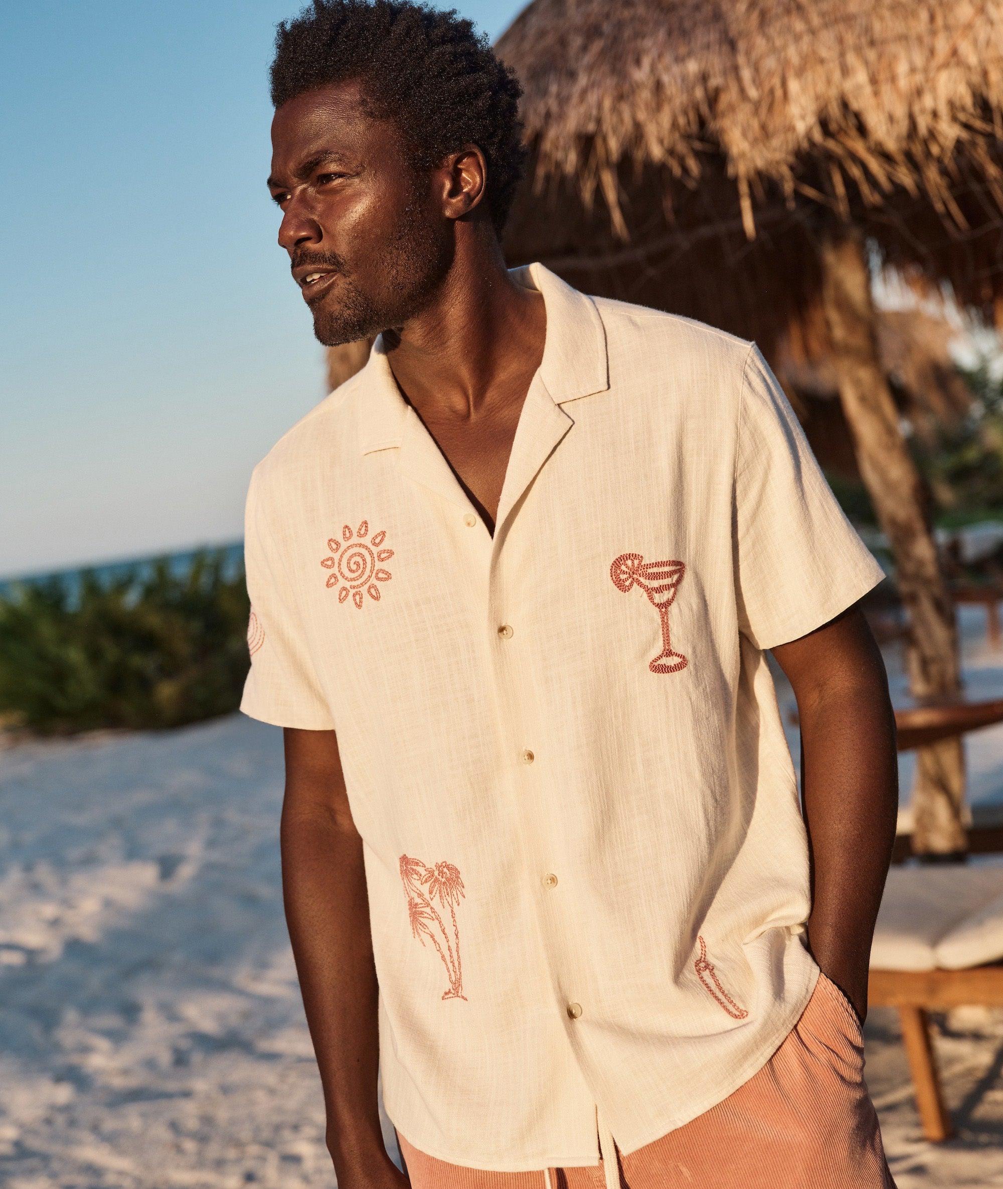 Stretch Selvage Embroidered Resort Shirt Product Image