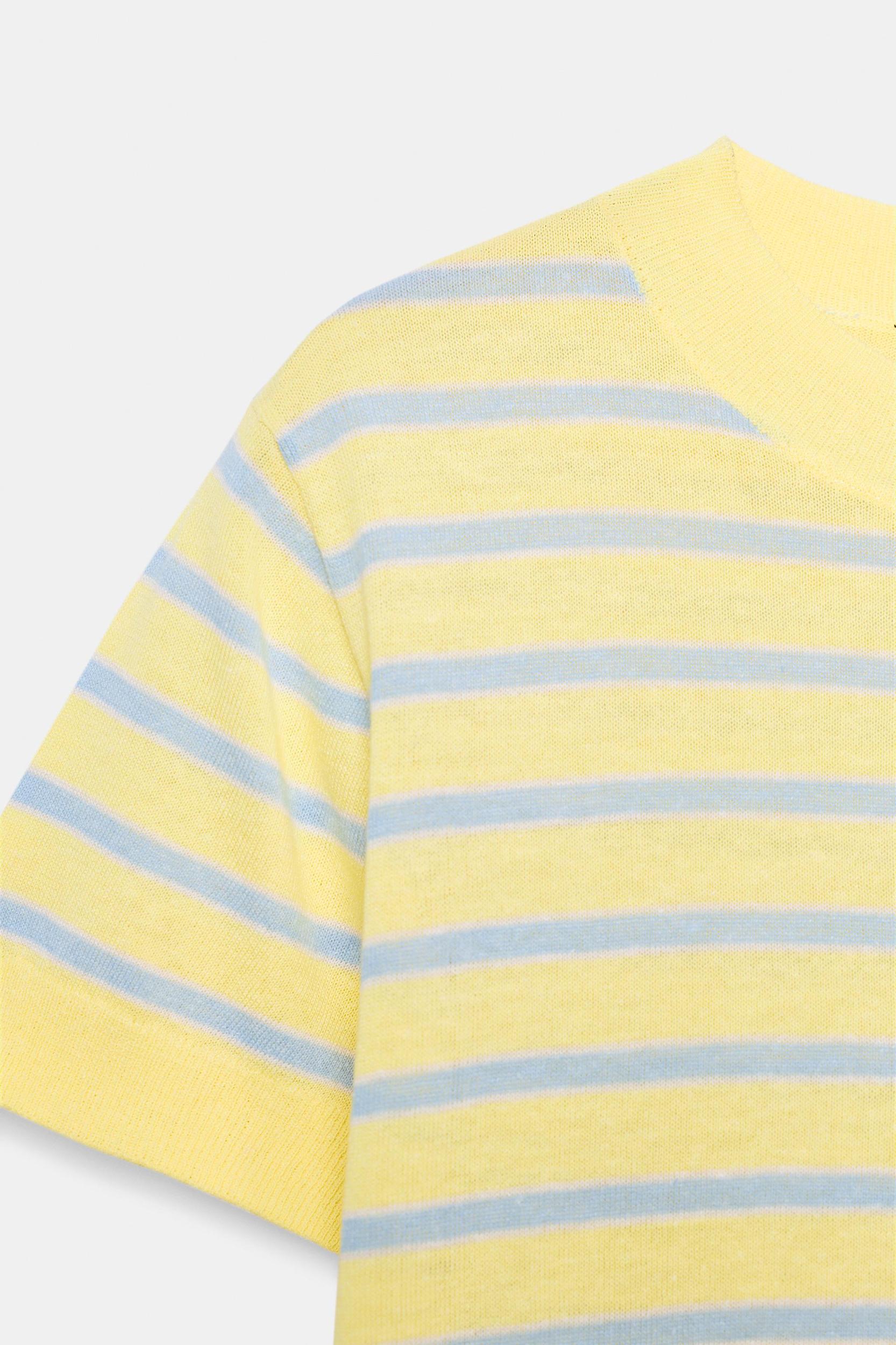 STRIPED SHORT SLEEVE KNIT SWEATER Product Image