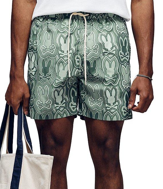 Psycho Bunny Chuck Allover Bunny Pattern 5 3/4#double; Inseam Swim Trunks Product Image