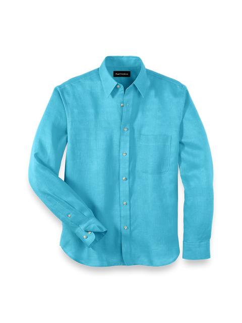 Linen Solid Casual Shirt - Aqua Product Image