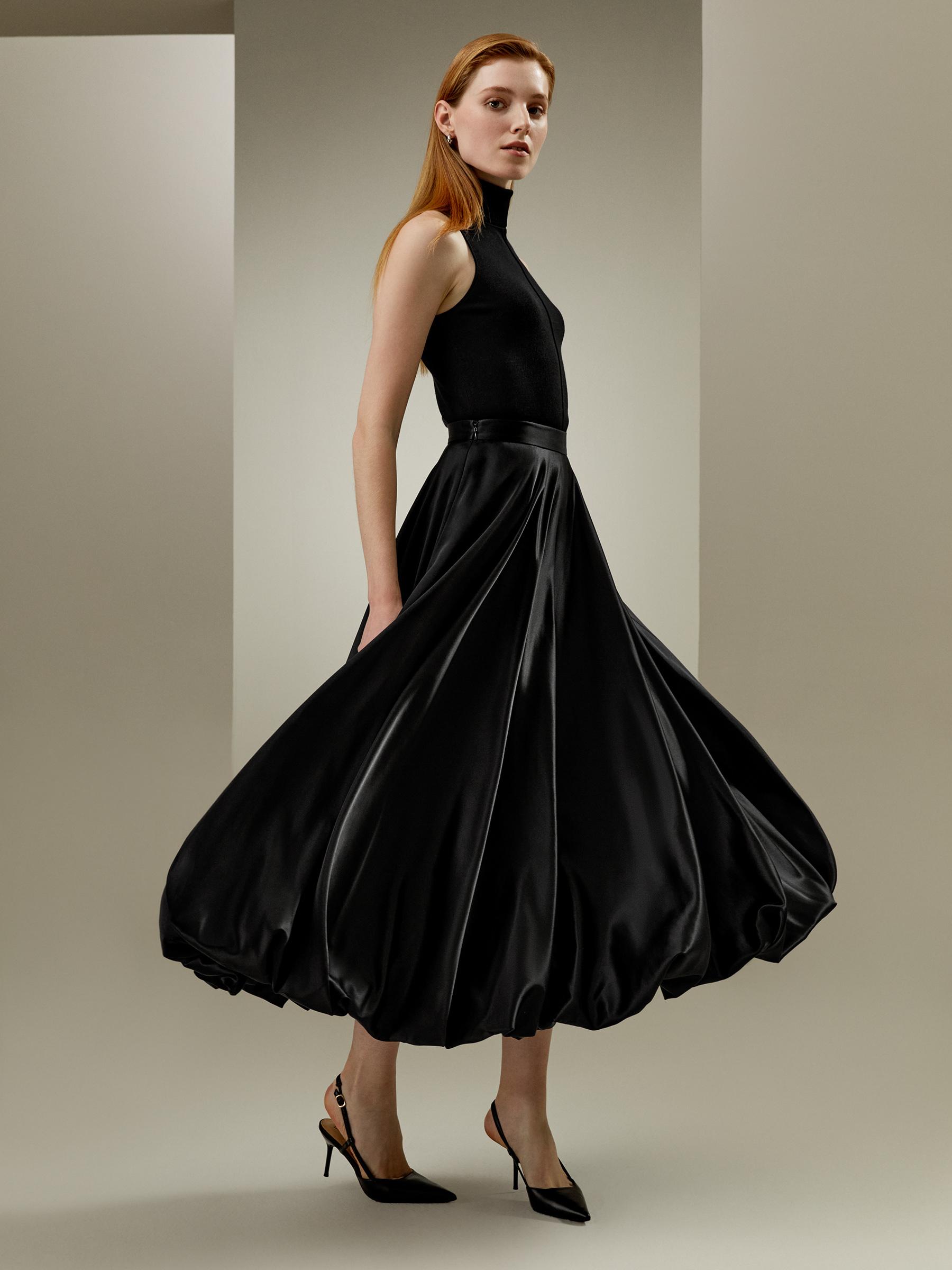 LILYSILK Womens Long Silk Skirt - Black Durable Silk - Flowing Snow Drop Skirt 14 Product Image