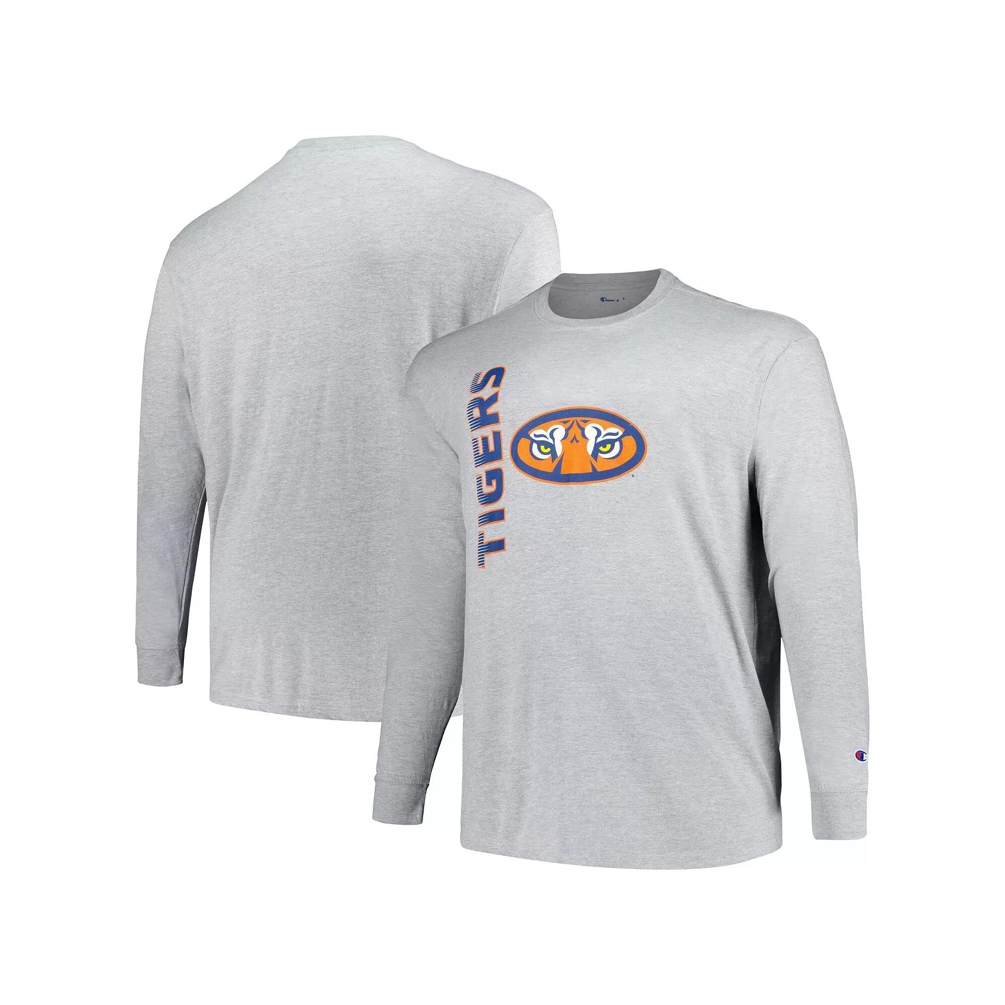 Men's Champion Heather Gray Auburn Tigers Big & Tall Mascot Long Sleeve T-Shirt,  Product Image