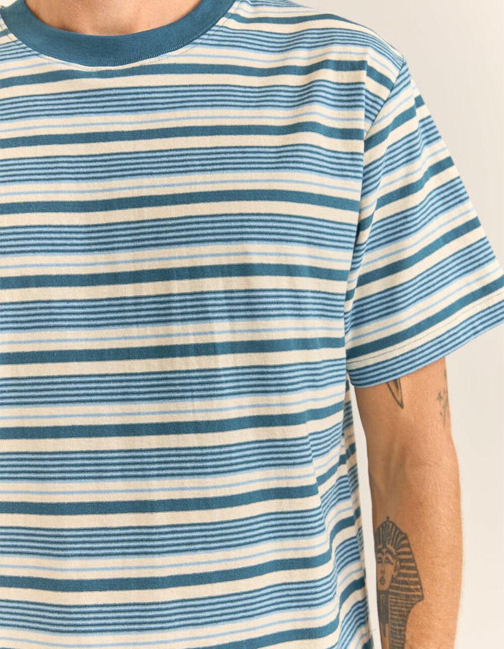 RHYTHM Oh Three Mens Stripe Tee - TEAL BLUE Product Image