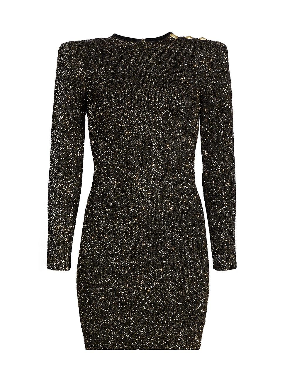 Womens Cherry Sequin Knit Long-Sleeve Minidress Product Image