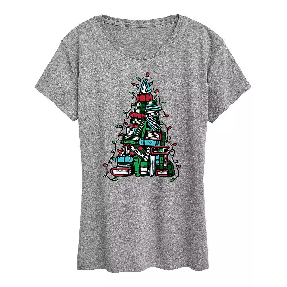 Women's Book Christmas Tree Graphic Tee, Girl's,  Product Image