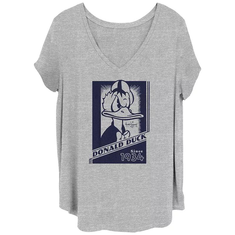 Disney's 100th Anniversary Women's Donald Duck Angry Since 1934 Retro V-Neck Tee, Girl's,  Product Image