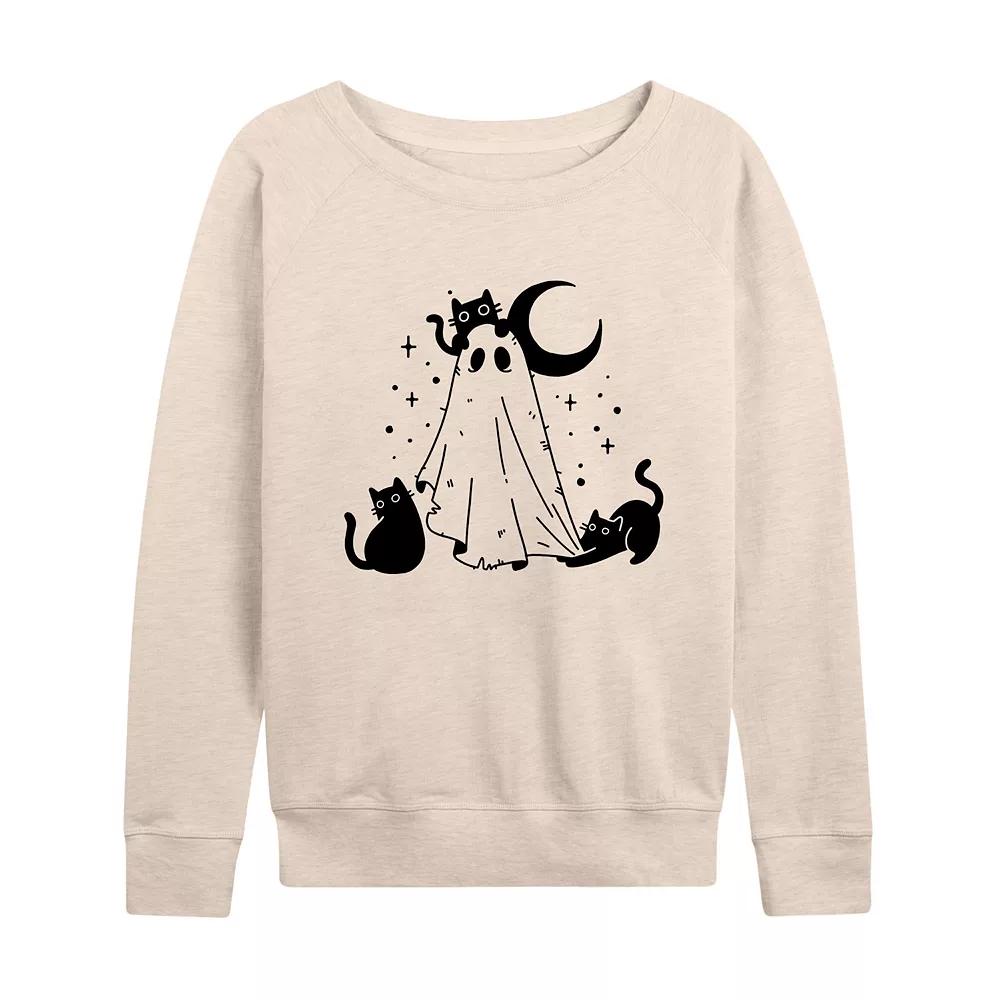 Women's Ghost and Cats French Terry Long Sleeve Tee, Size: XXL, Beige Product Image