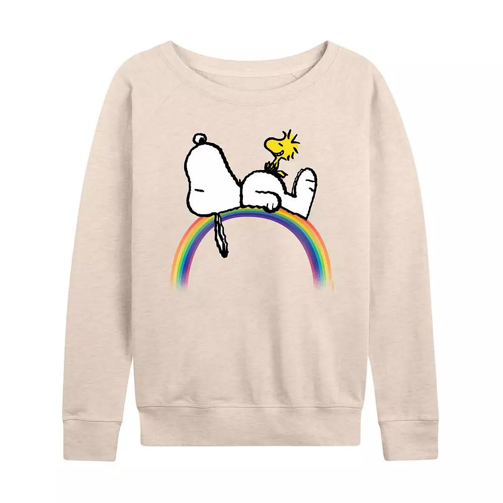 Women's Peanuts Snoopy and Woodstock French Terry Long Sleeve Tee, Girl's,  Product Image