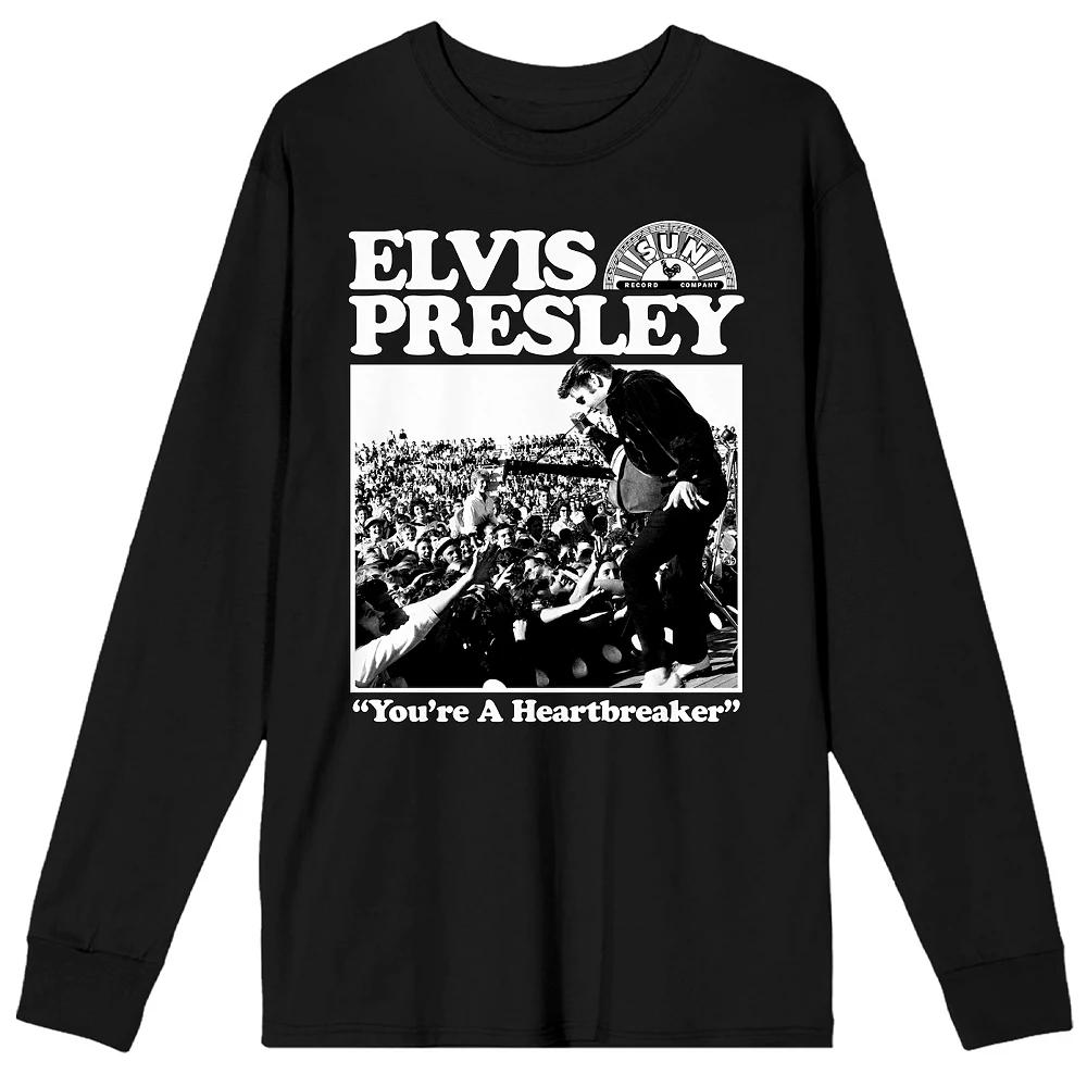 Men's Sun Records Elvis Presley Long Sleeve Graphic Tee, Size: Large 30, Black Product Image