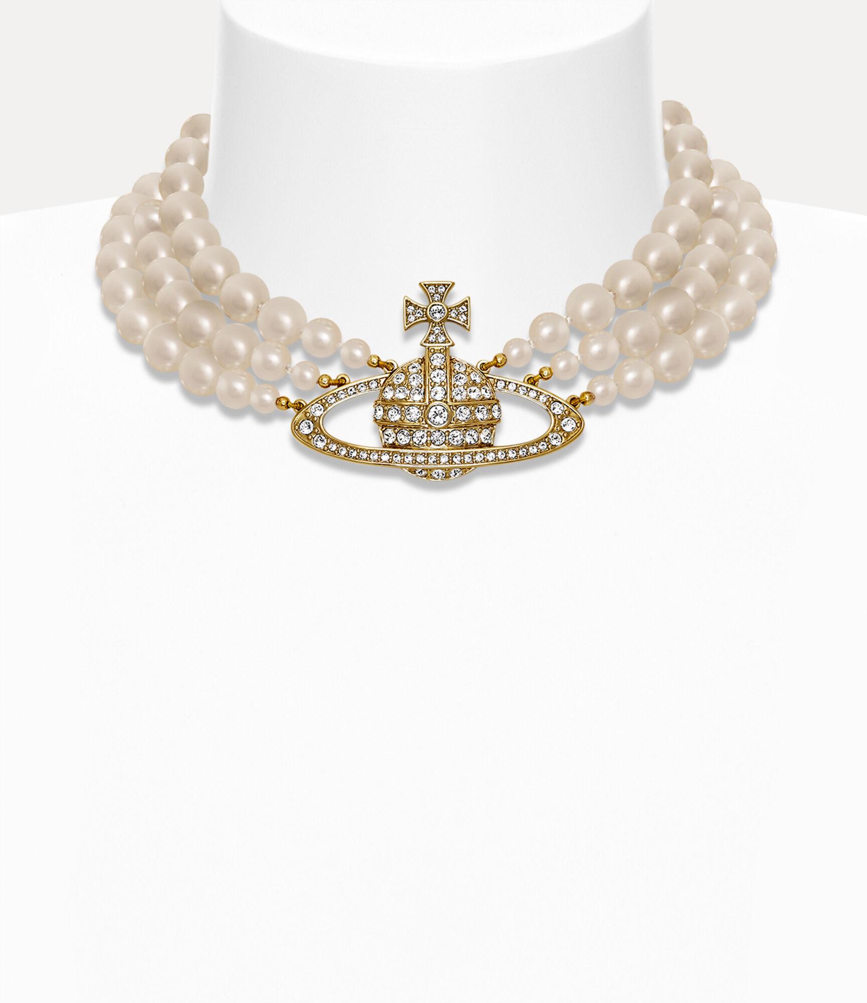 Three Row Pearl Bas Relief Choker Product Image