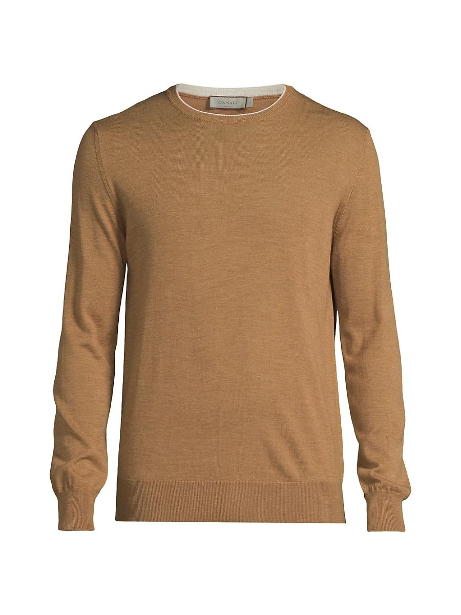 Mens Wool Contrast Crewneck Sweater Product Image