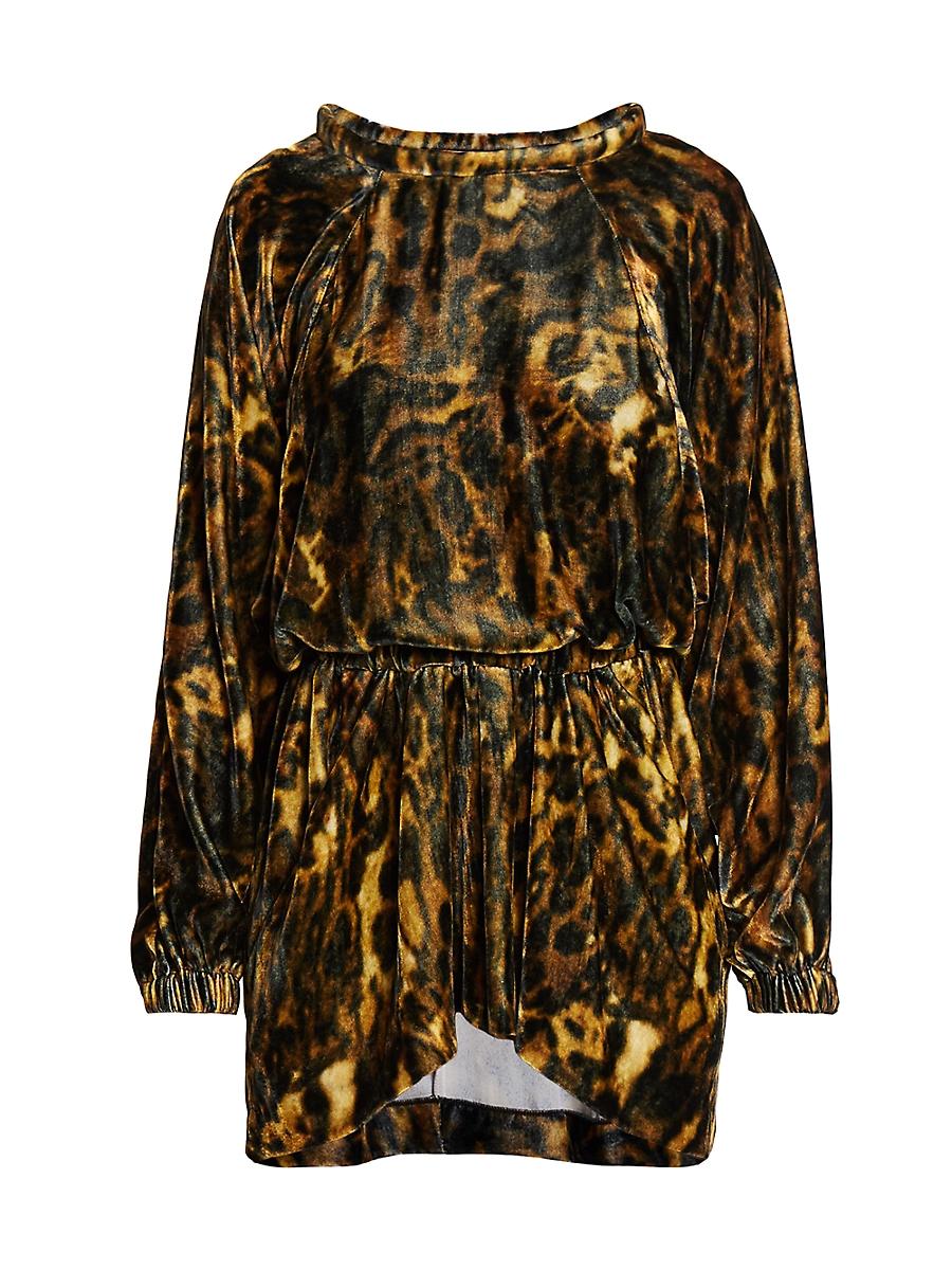 Womens Lassie Leopard Velvet Minidress Product Image