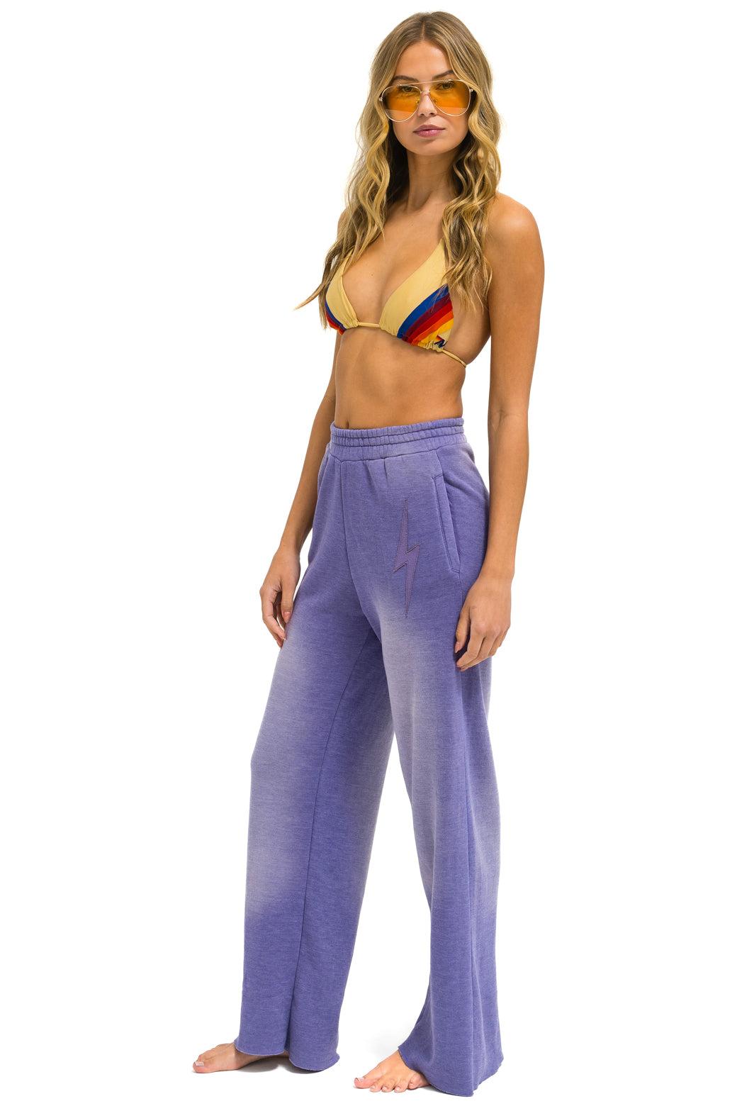 BOLT STITCH WIDE LEG POCKET SWEATPANTS - FADED GRAPE Female Product Image