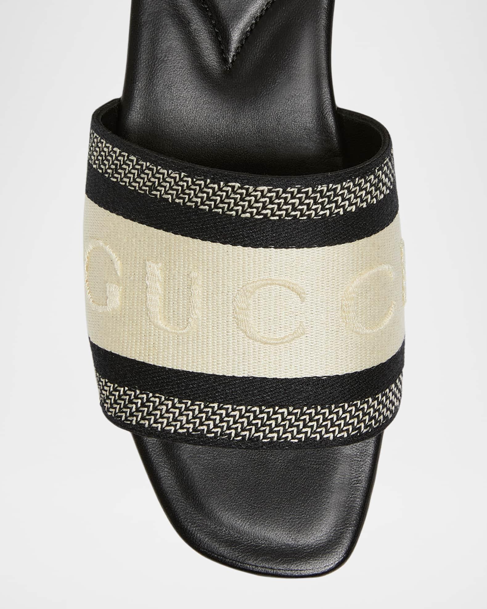 Jane Embroidered Cotton Flat Slide Sandals Product Image