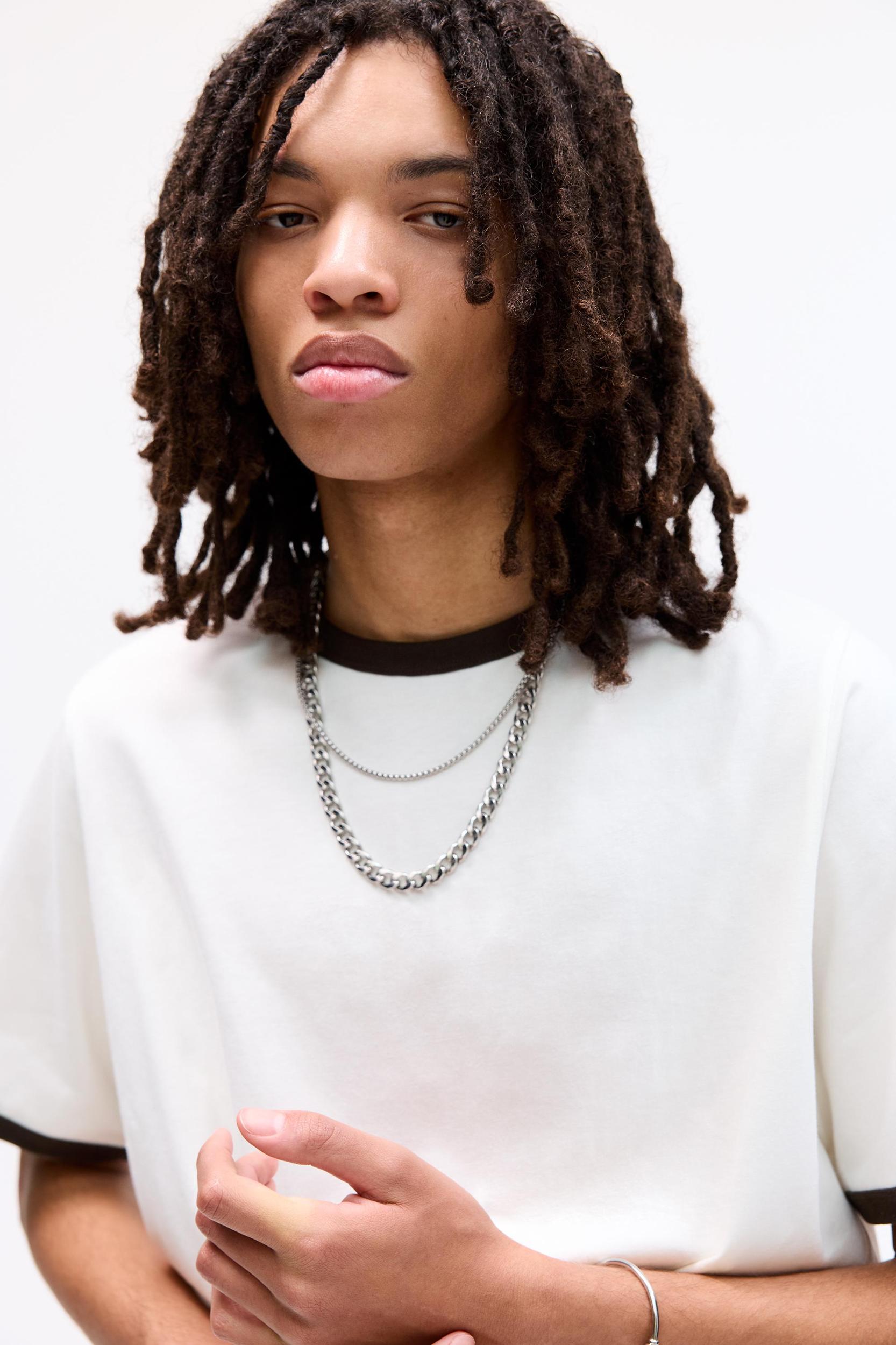 Short sleeve contrast ribbed T-shirt Product Image