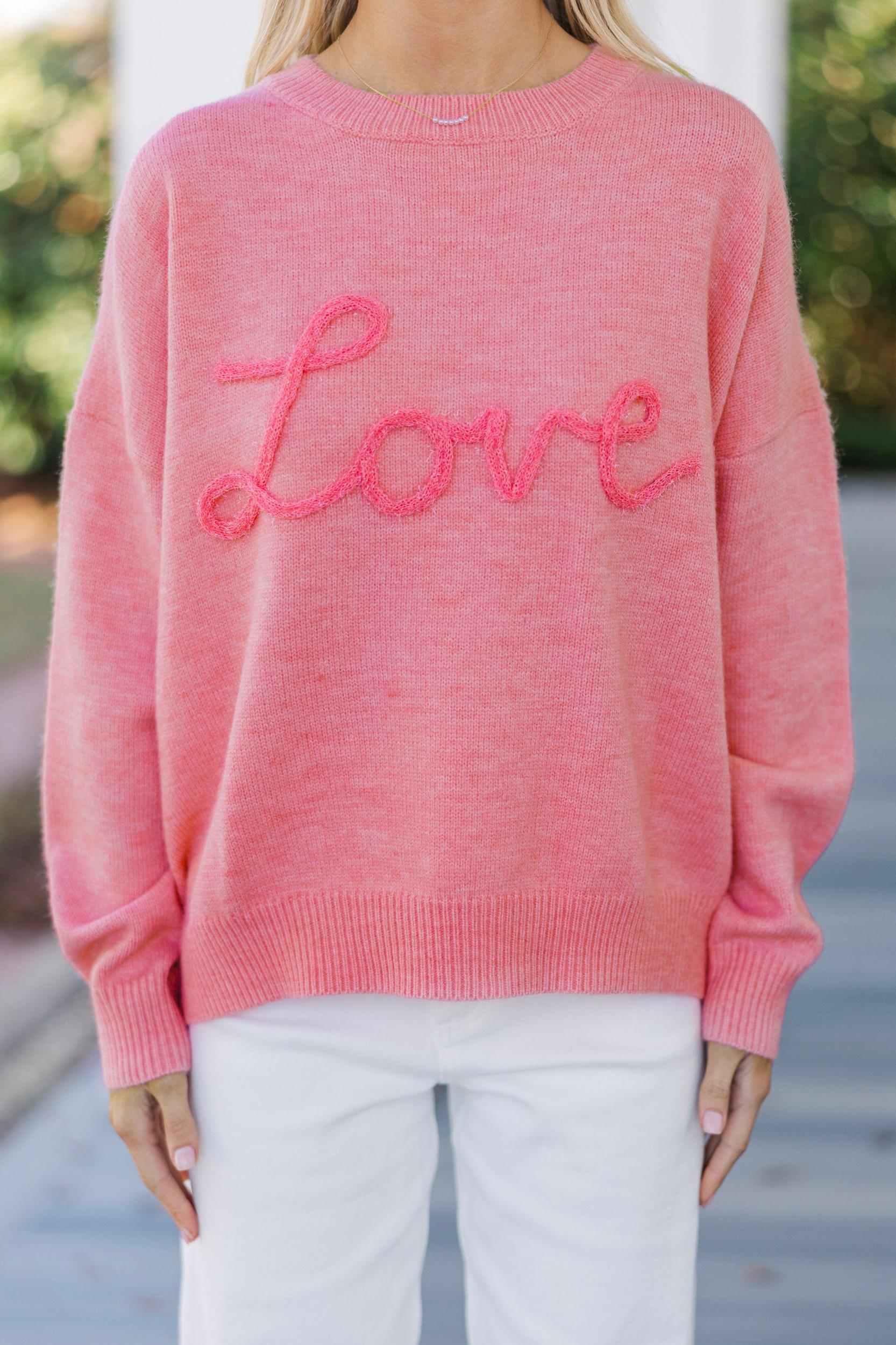 With Love Pink Script Sweater Female Product Image
