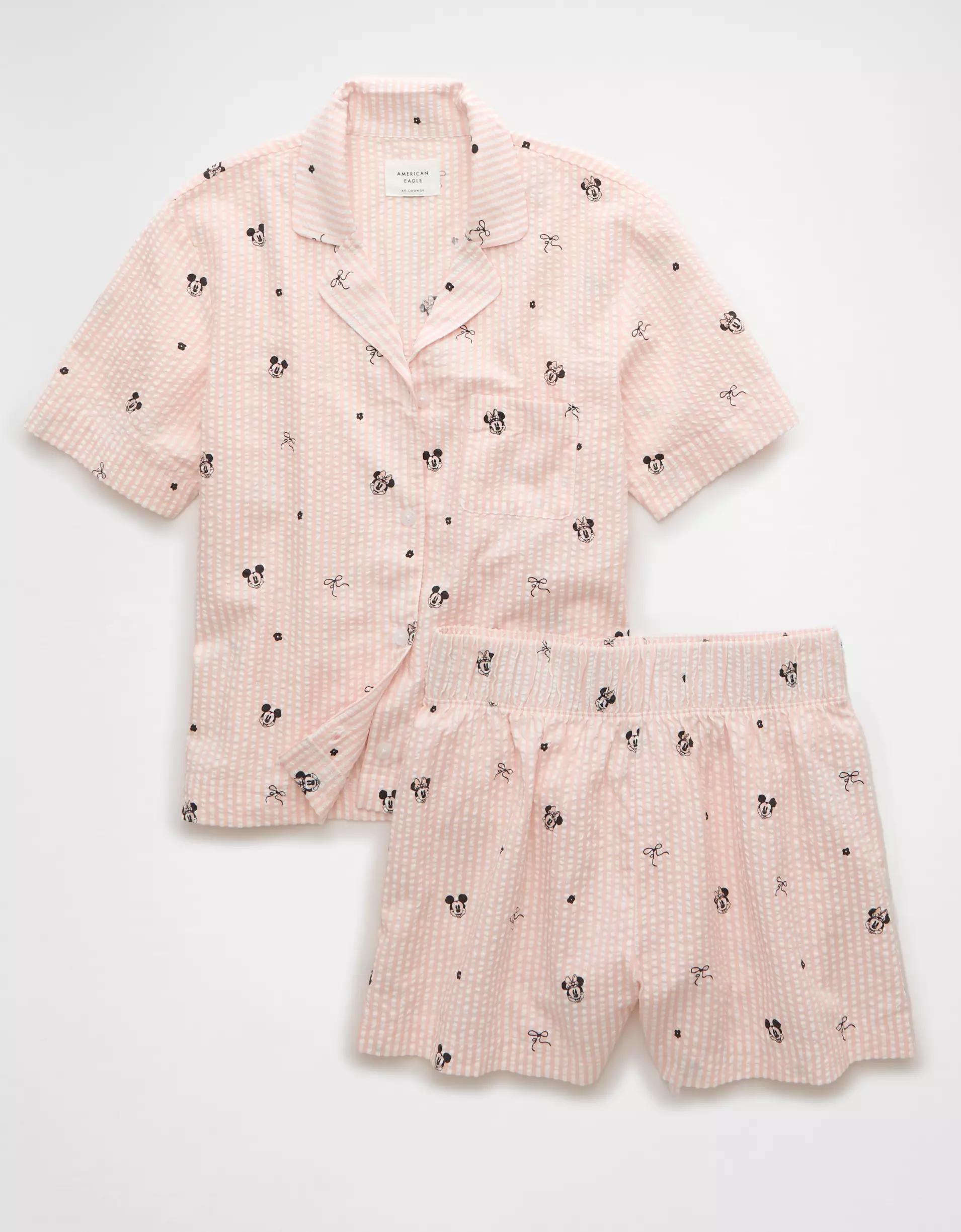 AE Mickey And Minnie Mouse Seersucker PJ Set Product Image