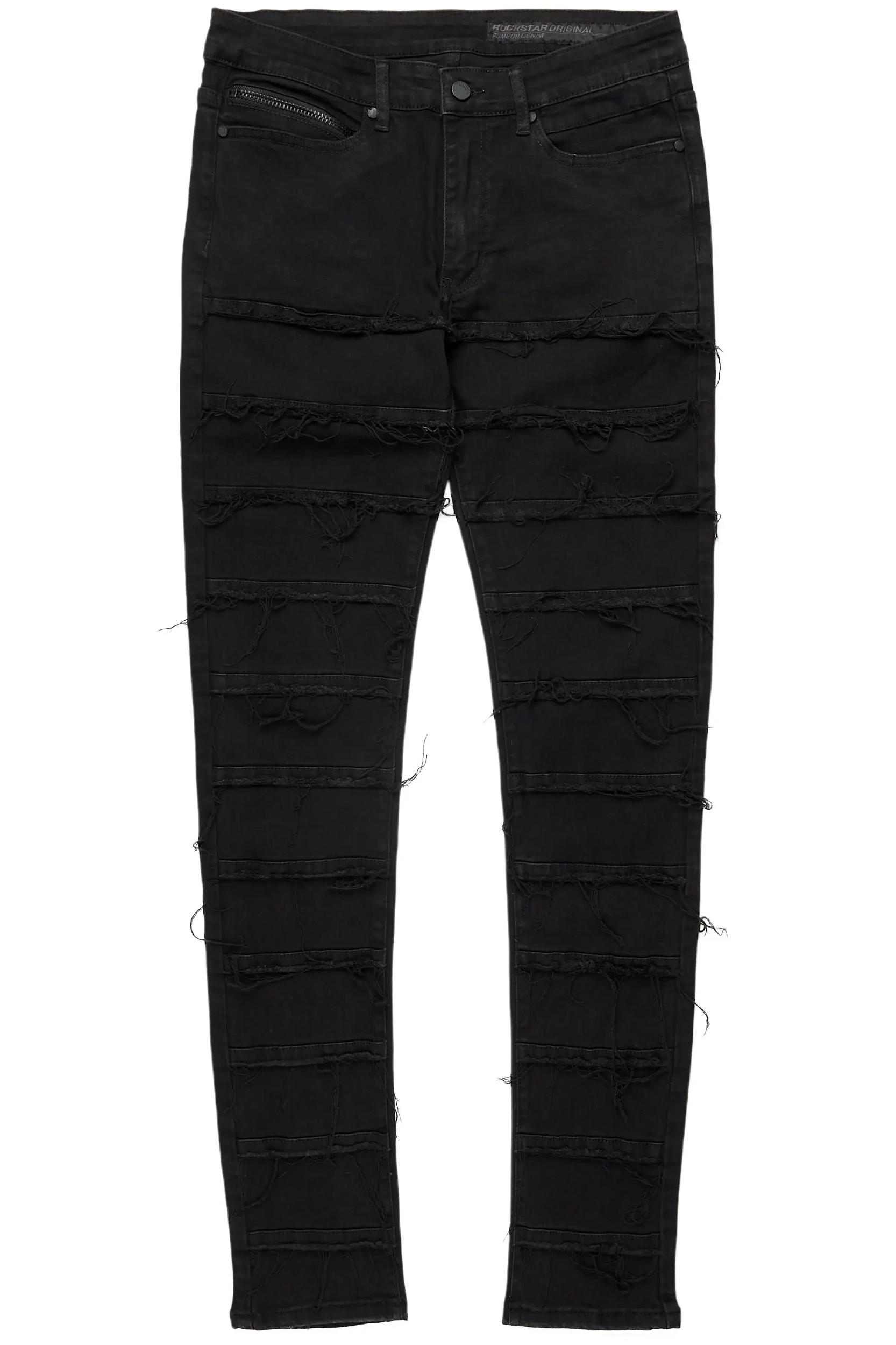 Waylon Black Frayed Slim Fit Jean Male Product Image