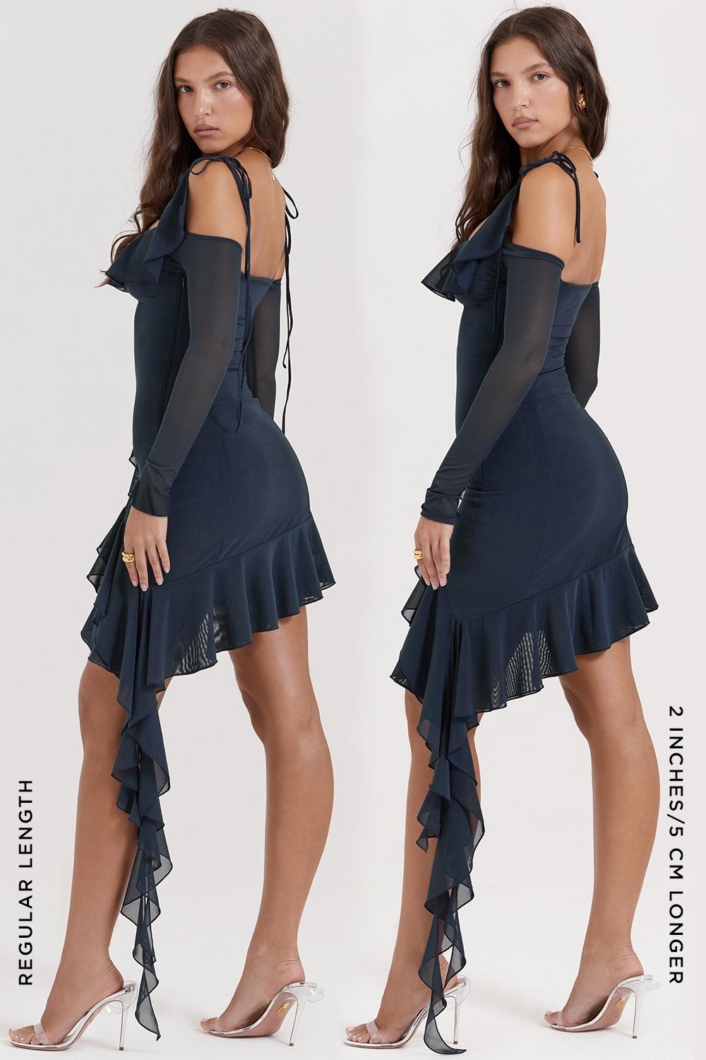 Kiki  french navy ruffle mini dress Product Image