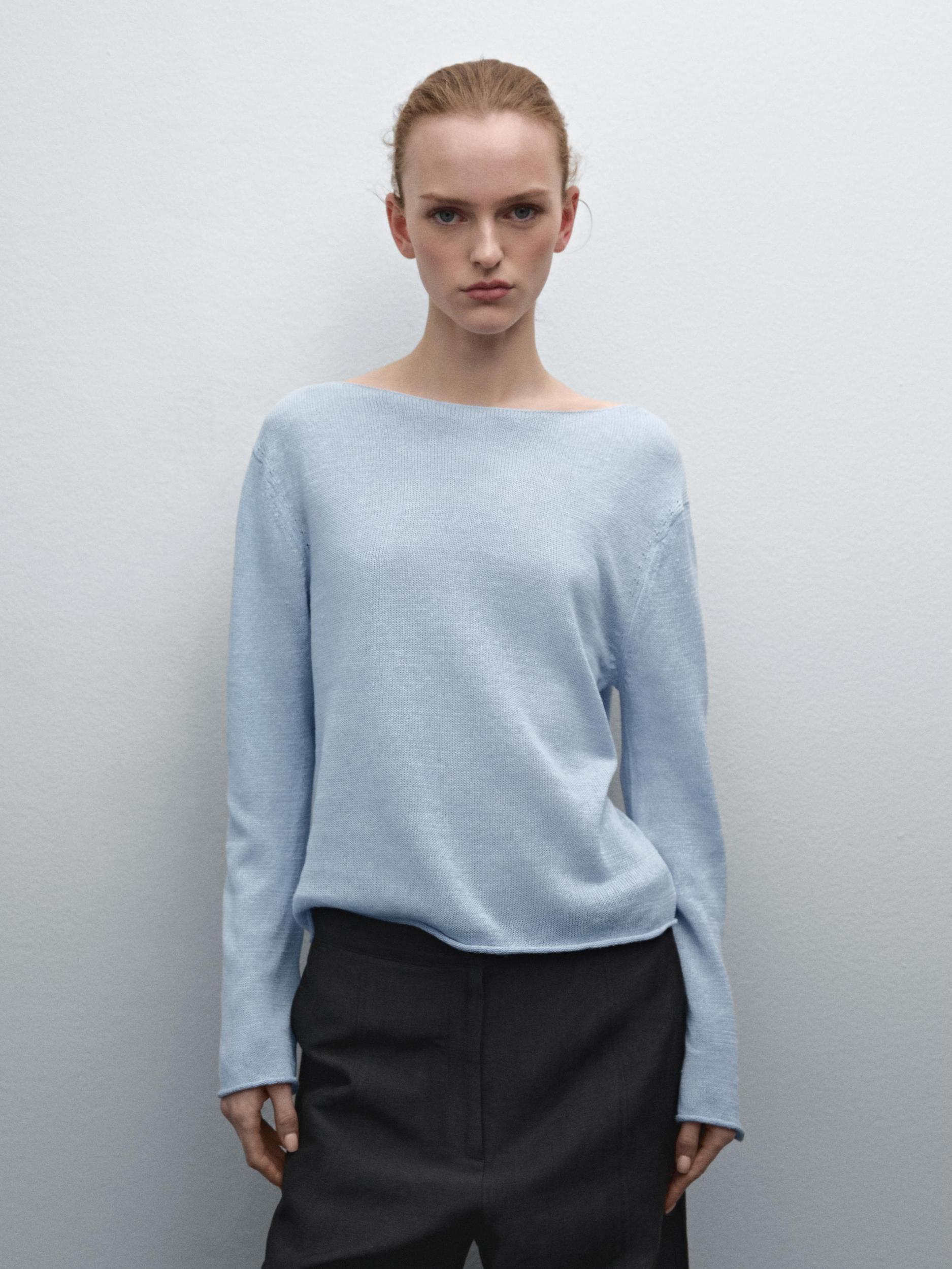 Openwork knitted jumper linen blend Product Image