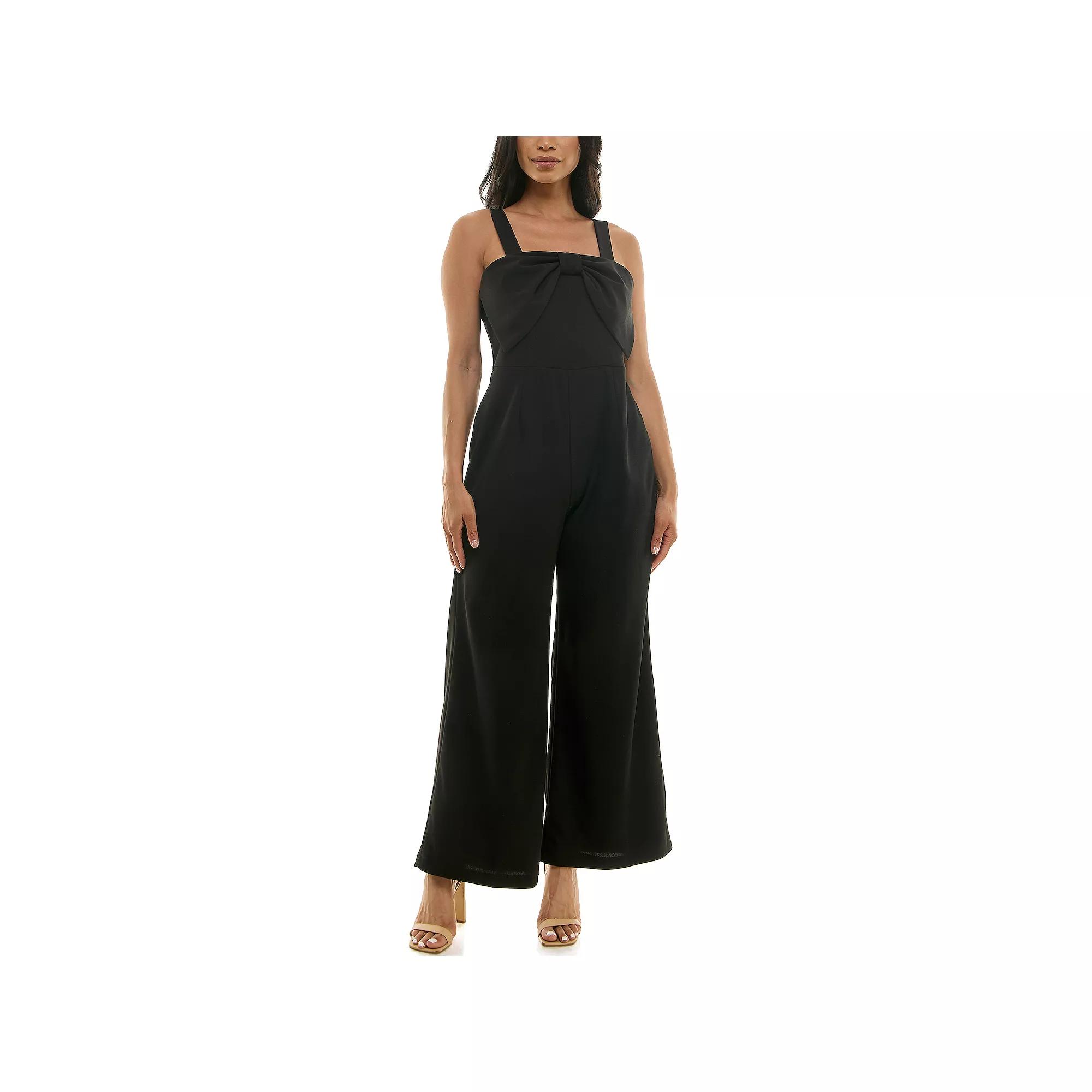 Women's Nina Leonard Large Bow Jumpsuit,  Product Image