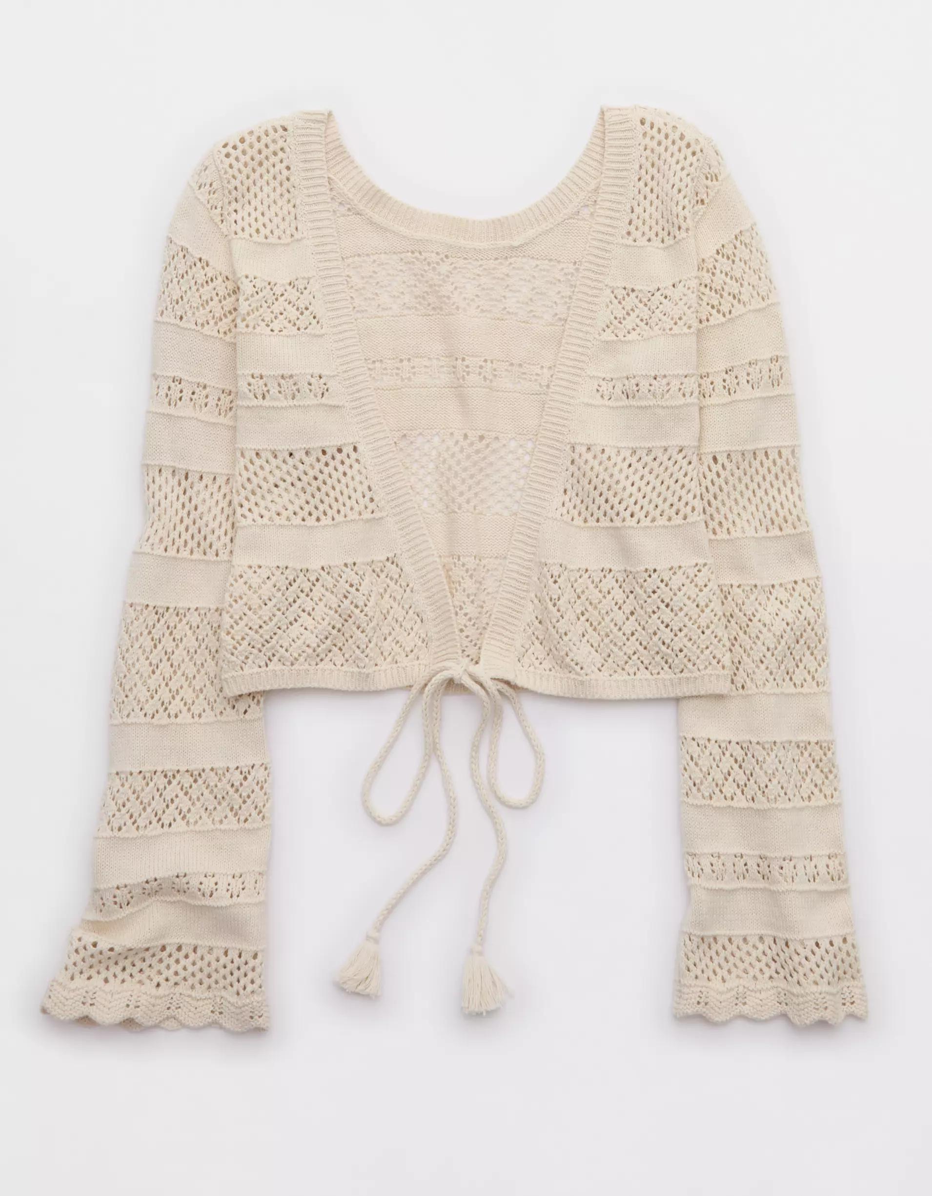 Aerie Reversible Crochet Wrap Sweater Women's Product Image