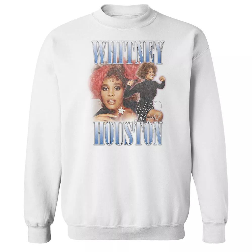 Men's Whitney Houston Hits Graphic Fleece Sweatshirt, Size: Small, White Product Image