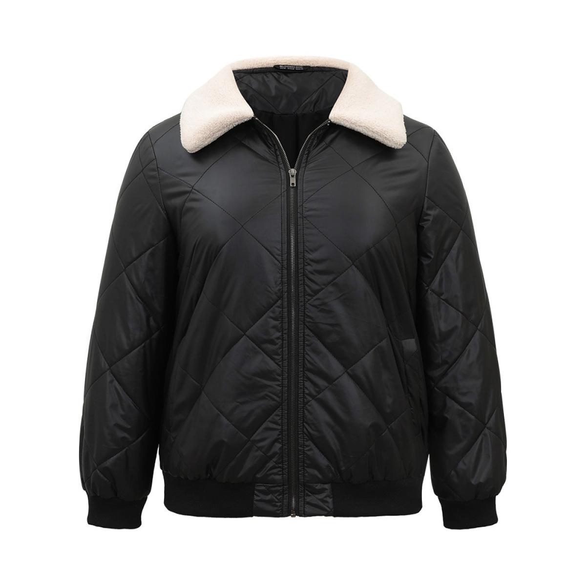 Plus Size Women Dailywear Plain Lined No stretch 10/M Pocket Casual Quilted Jackets BloomChic Product Image