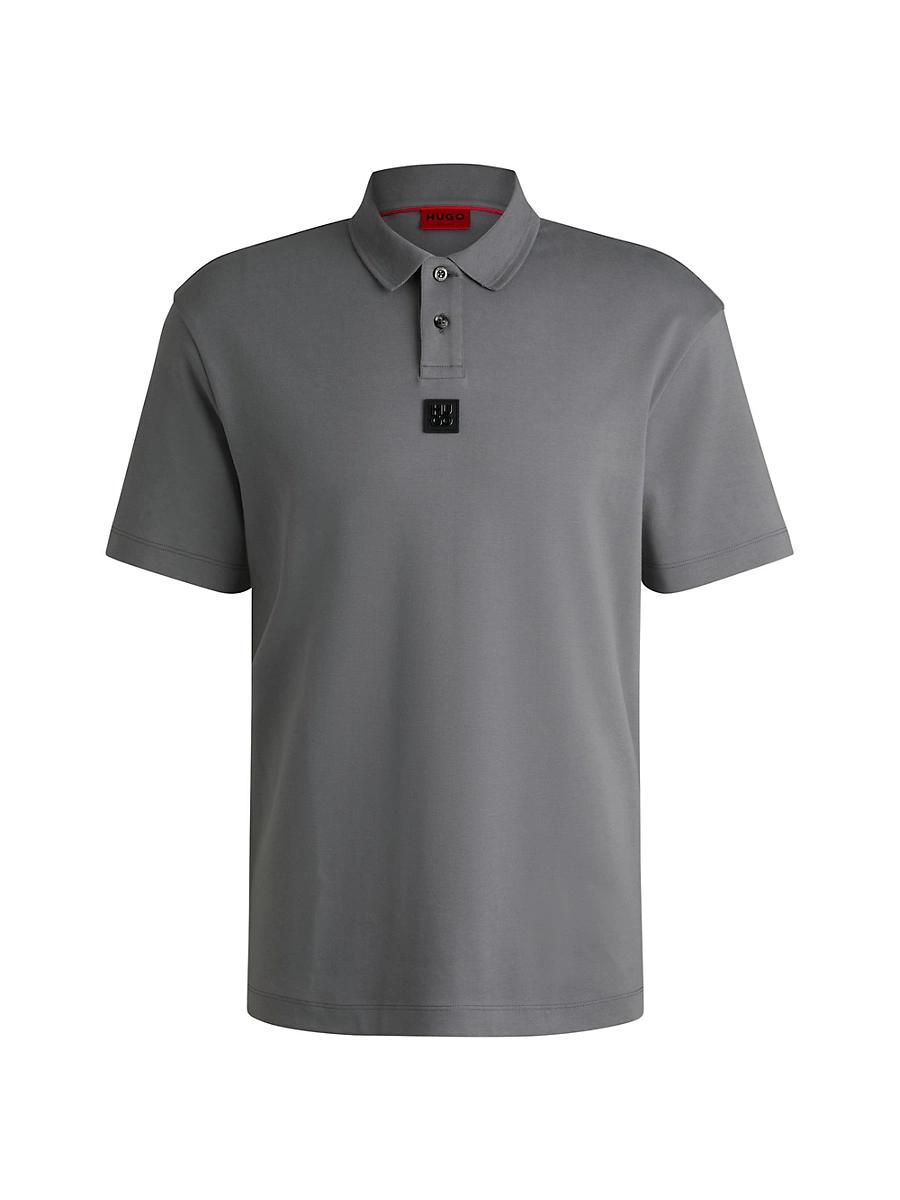Mens Interlock-Cotton Polo Shirt with Stacked Logo Product Image