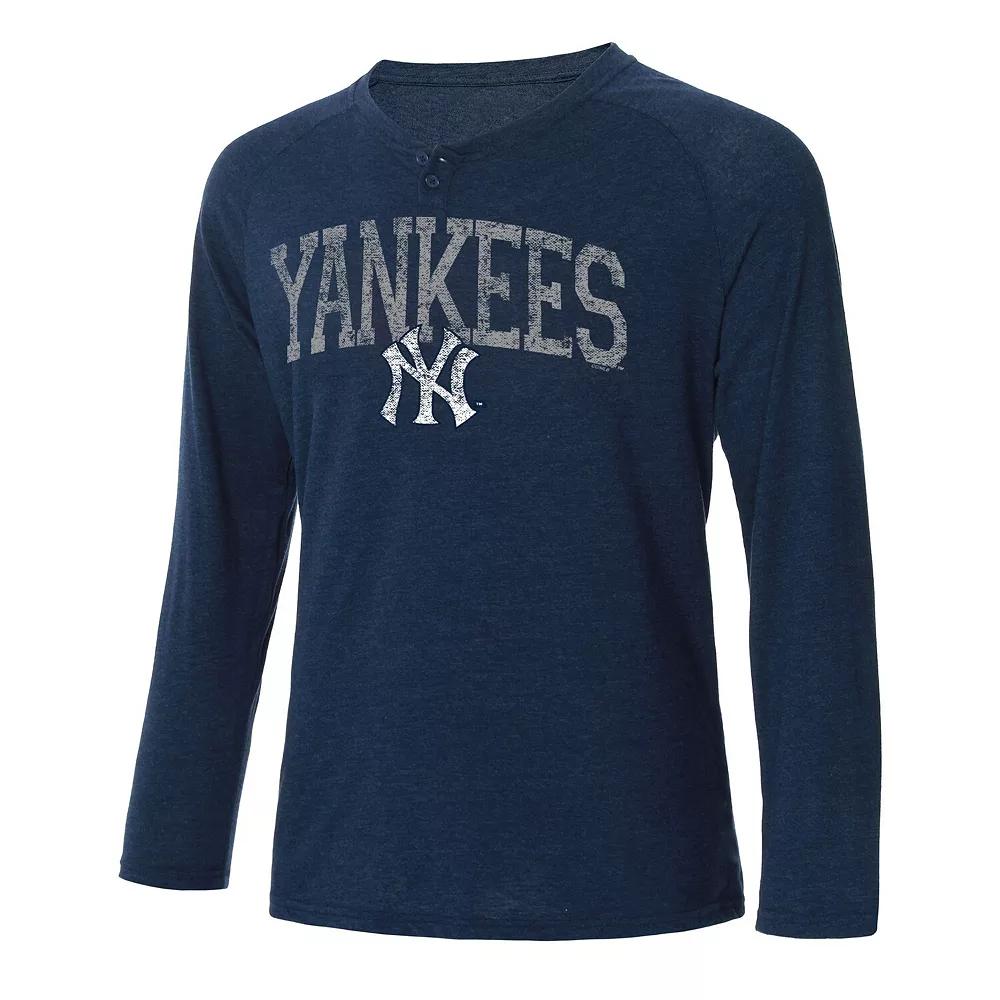 Men's Concepts Sport Navy New York Yankees Inertia Raglan Long Sleeve Henley T-Shirt, Size: 4XL, Blue Product Image