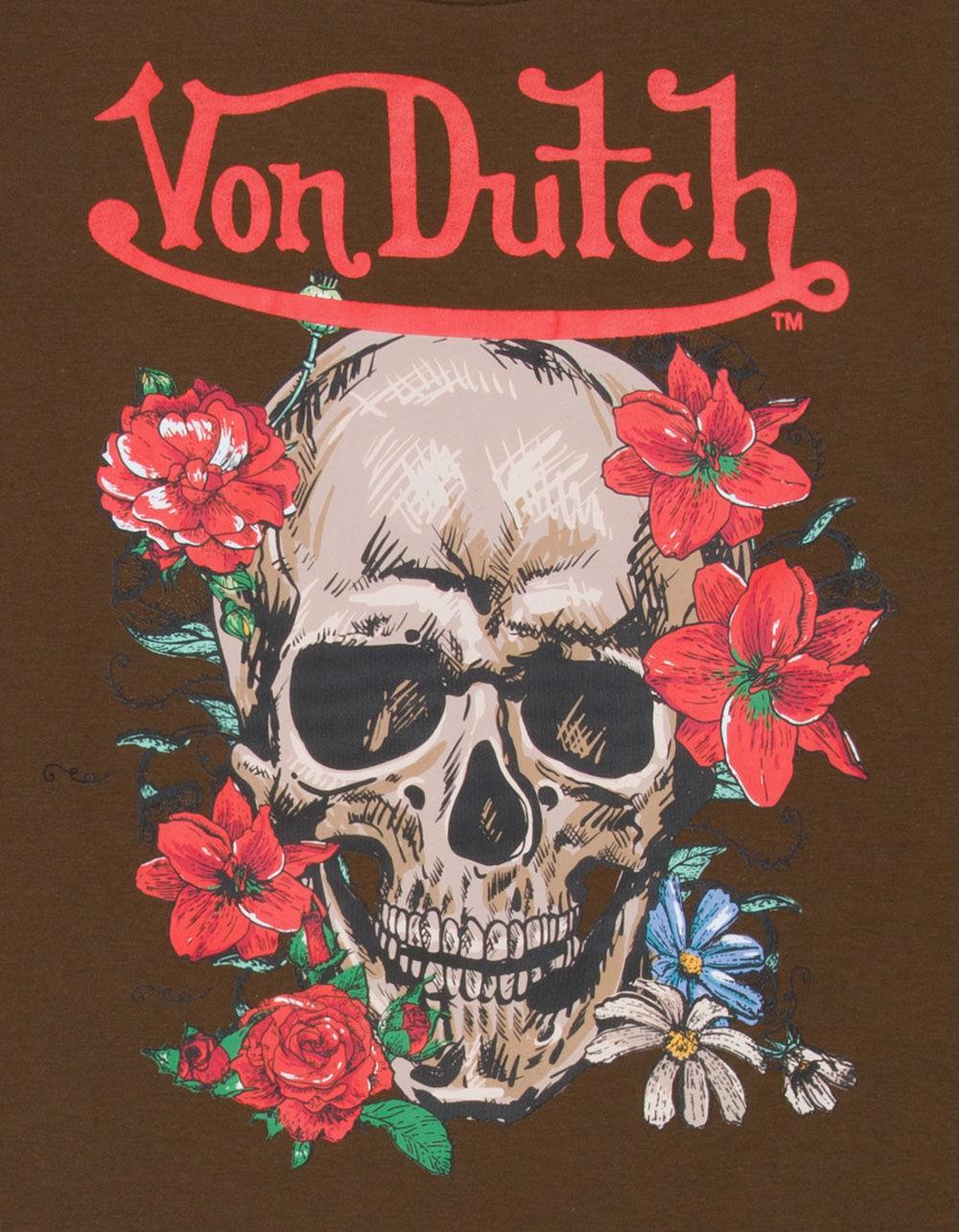 VON DUTCH Skull Womens Baby Tee - BROWN Product Image