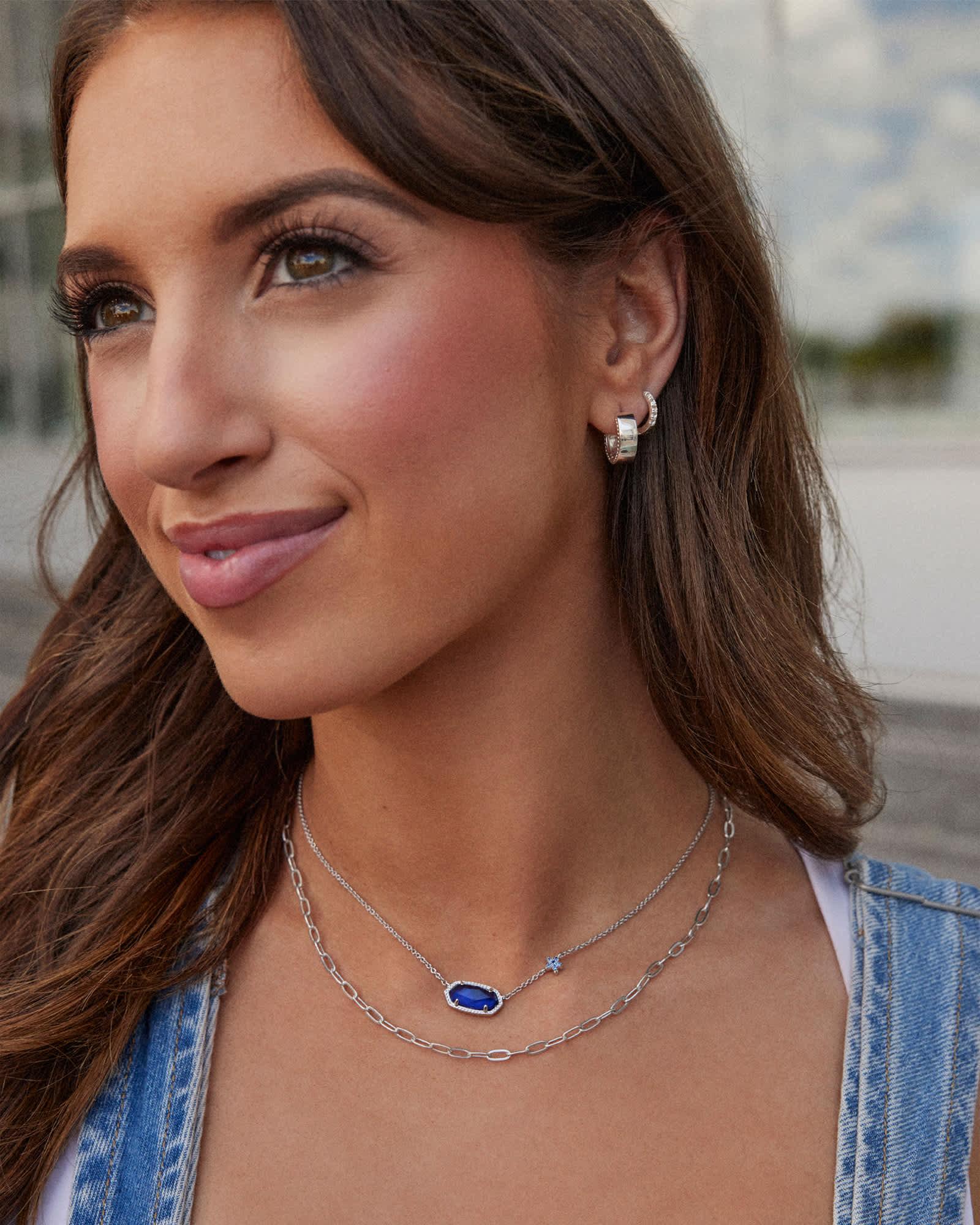 Elisa Silver Pave Star Short Pendant Necklace Product Image