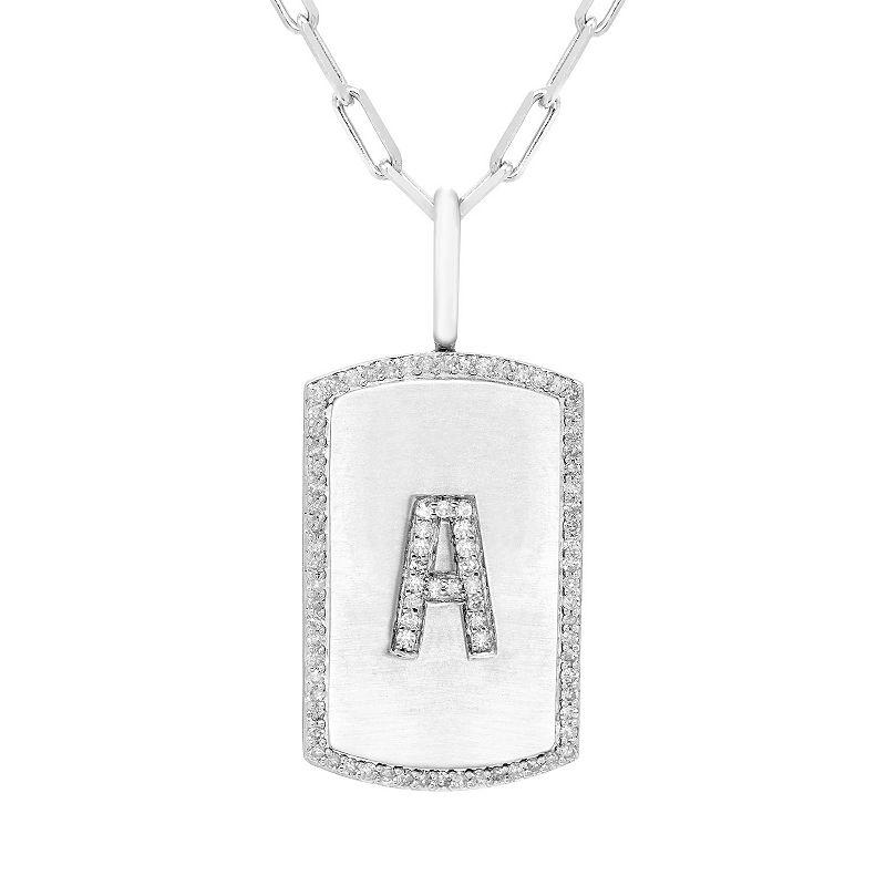 It's Personal Initial Sterling Silver & 1/4 Carat T.W. Diamond Dog Tag Necklace, Women's,  Product Image