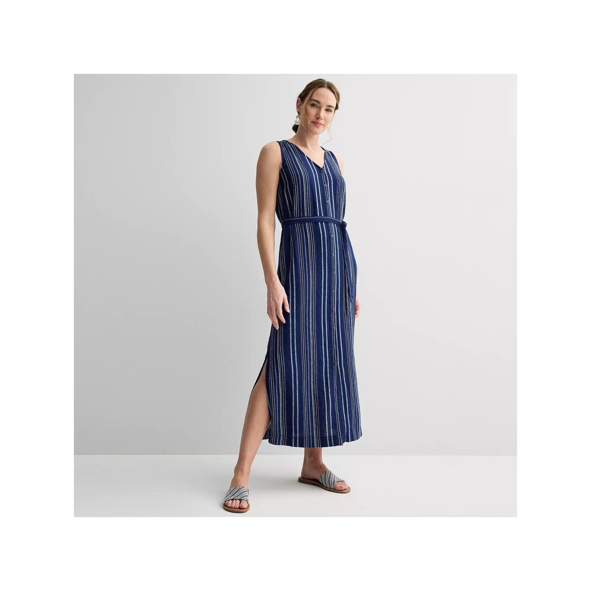 Women's Sonoma Goods For Life® Utility Tank Maxi Dress, Size: Medium, Blue Texture Stripe Product Image