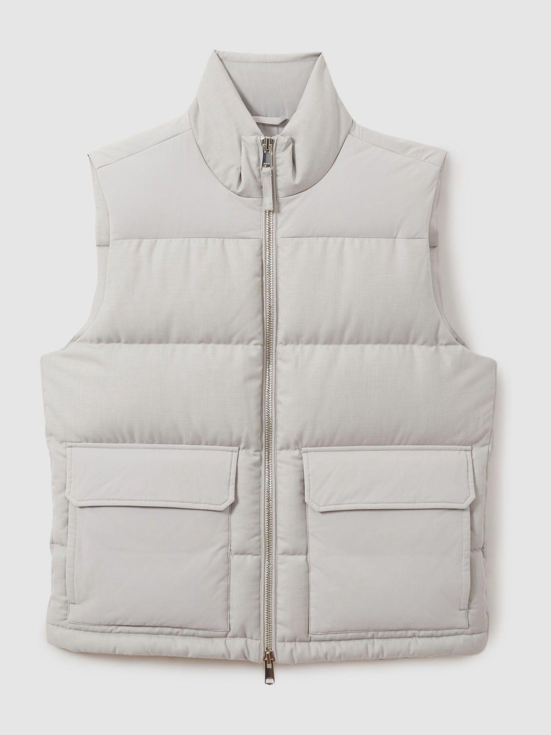 Patch Pocket Quilted Gilet in Grey Product Image