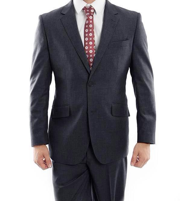 Arezzo Collection - 100% Wool Suit Modern Fit Italian Style 2 Piece in Navy Product Image
