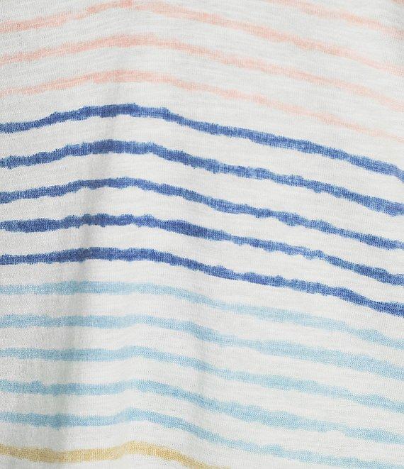 Tommy Bahama Ashby Isles Seabright Stripe Slub Rib Knit Johnny Collar 3/4 Sleeve Top Product Image