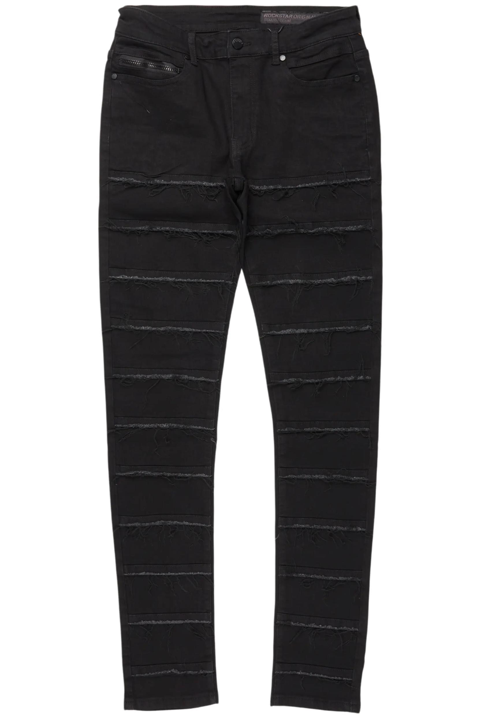 Waylon Jet Black  Frayed Slim Fit Jean Male Product Image