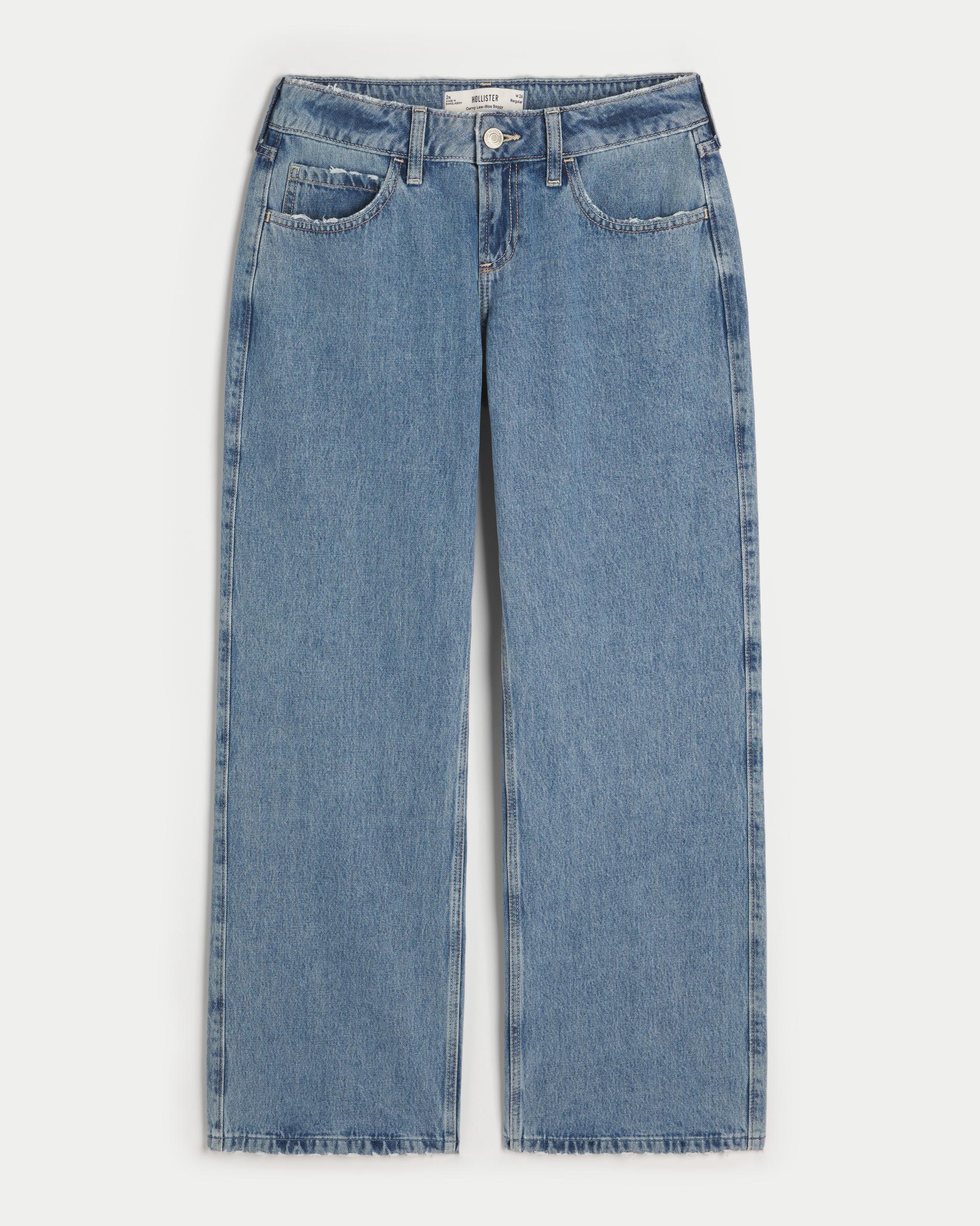 Curvy Low-Rise Medium Wash Baggy Jeans Product Image