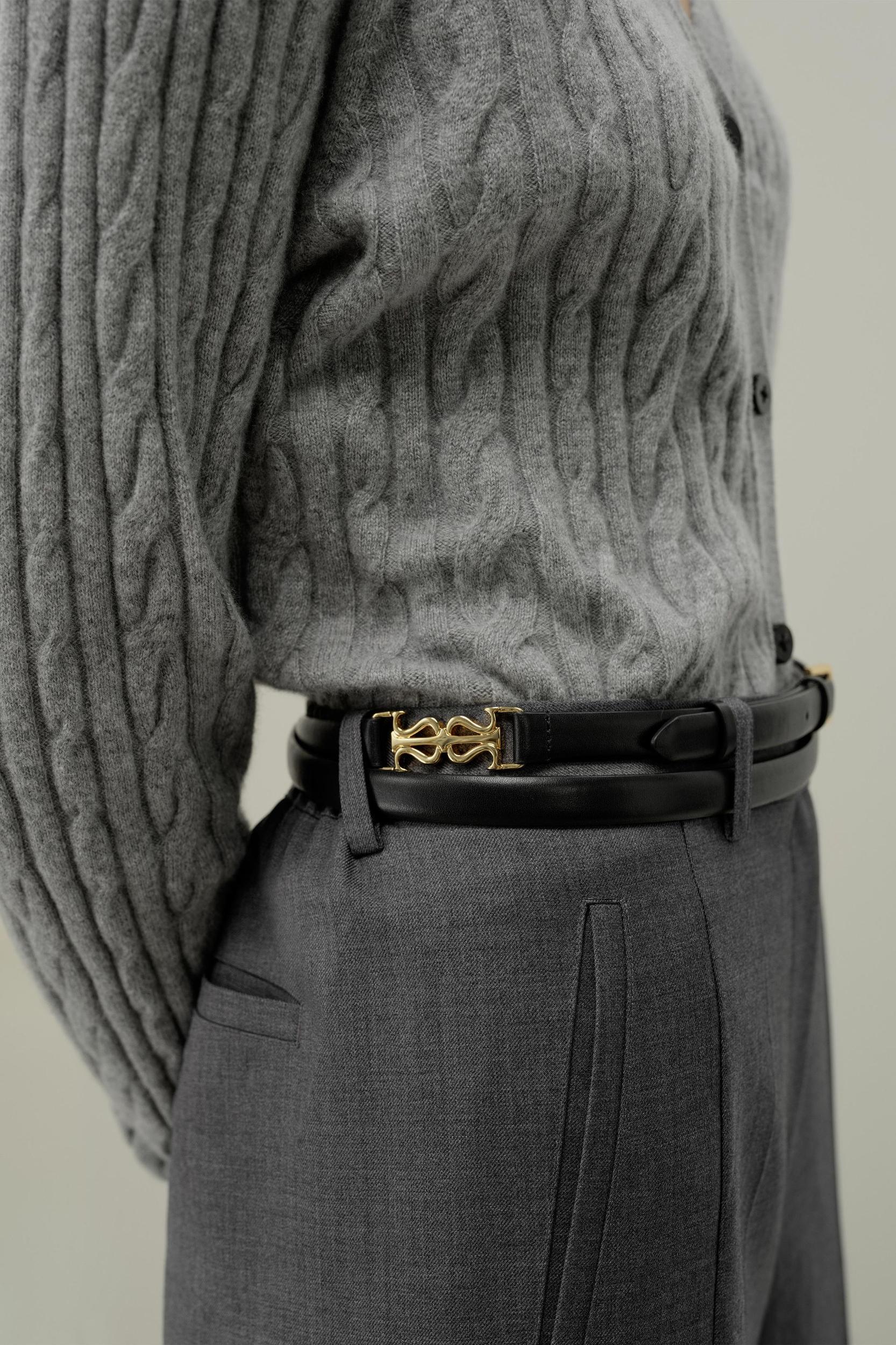 Slim Double-Strap Leather Belt Product Image