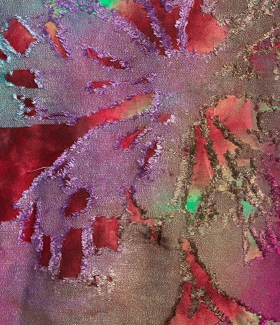 Calessa Petite Size Burnout Tie-Dye Crew Neck Bracelet Sleeve Asymmetric Hem Tunic Product Image