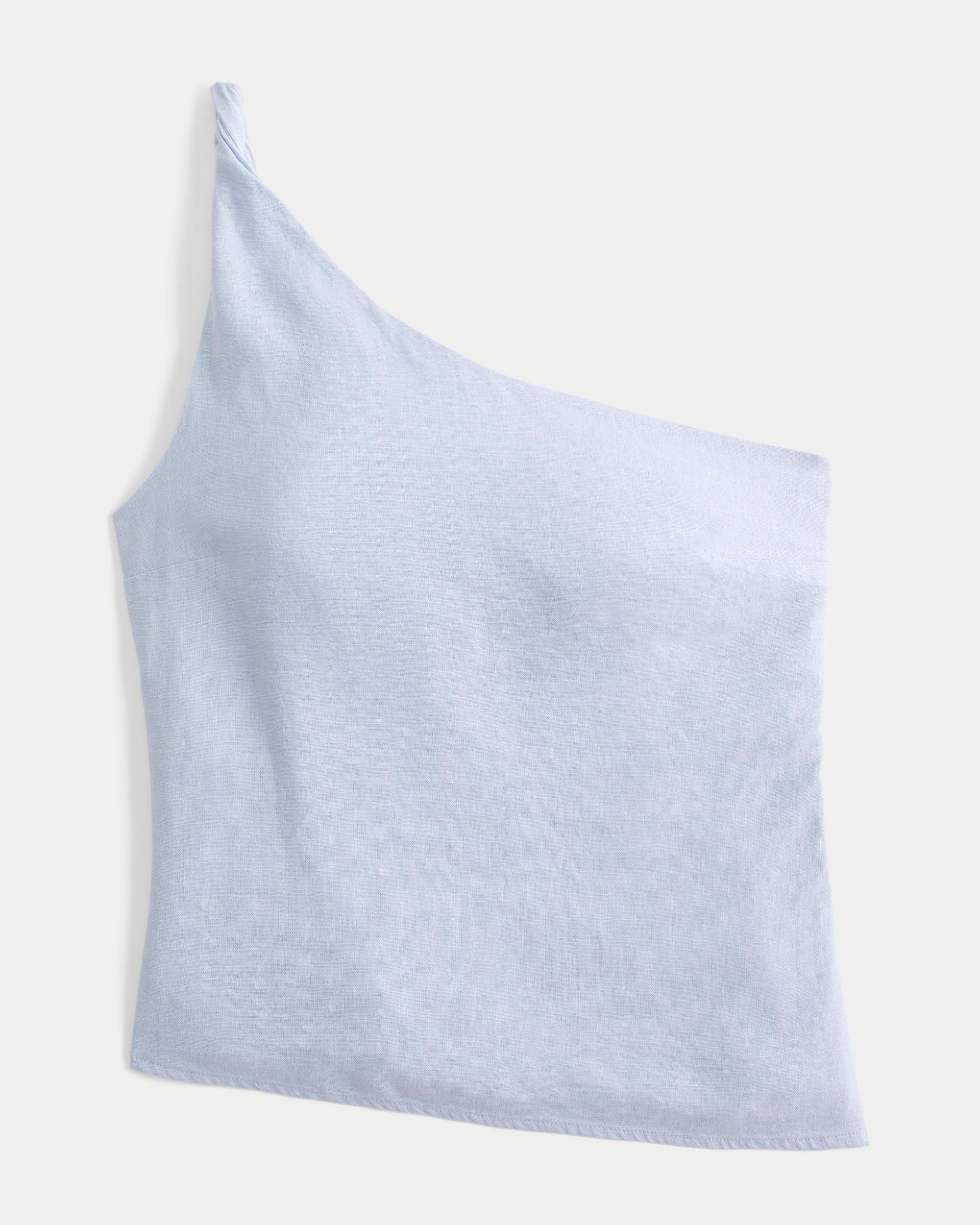 Linen-Blend One-Shoulder Top Product Image